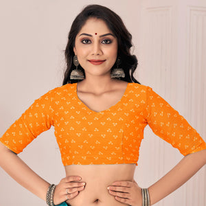 Orange Bandhani Printed Chiffon Saree