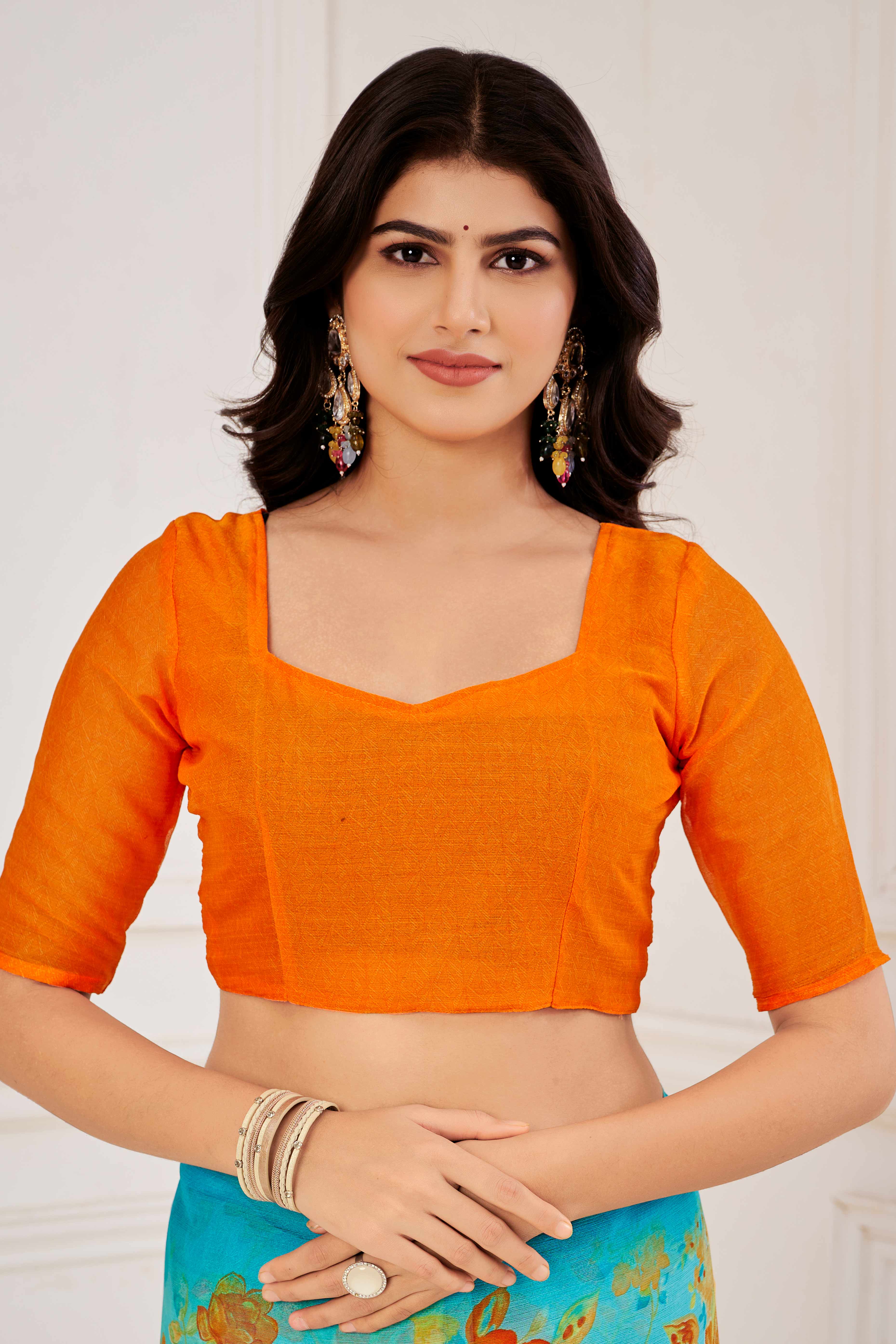 Turquoise Chiffon Saree Embellished With Dreamy Floral Print