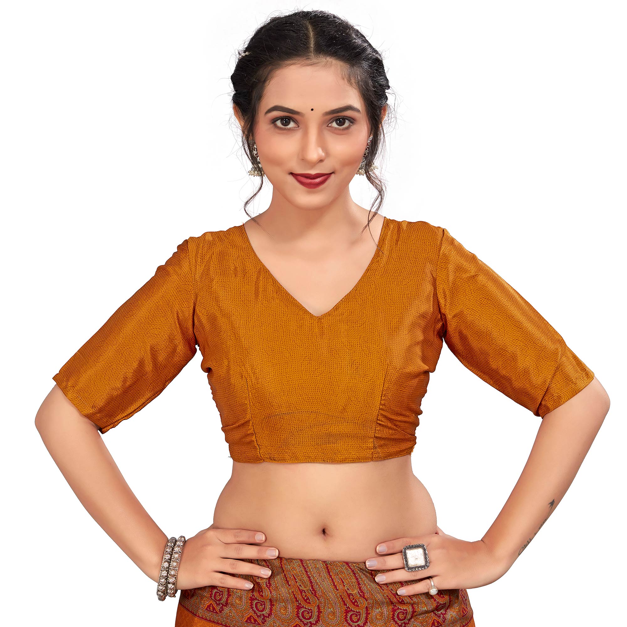 Red Printed Crepe Silk Saree