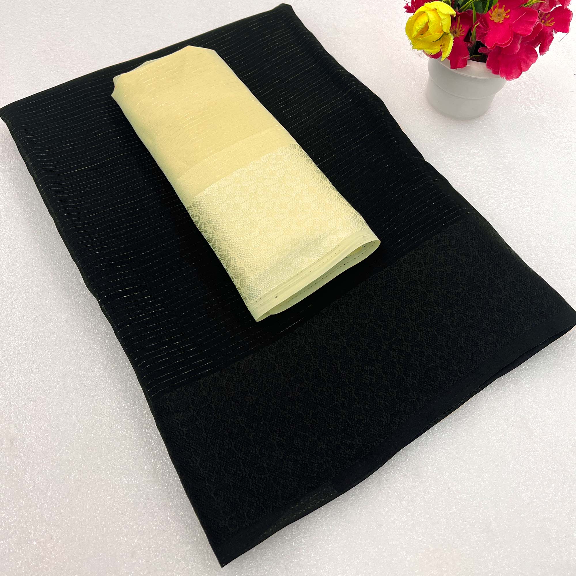 Black Zari Woven Georgette Saree