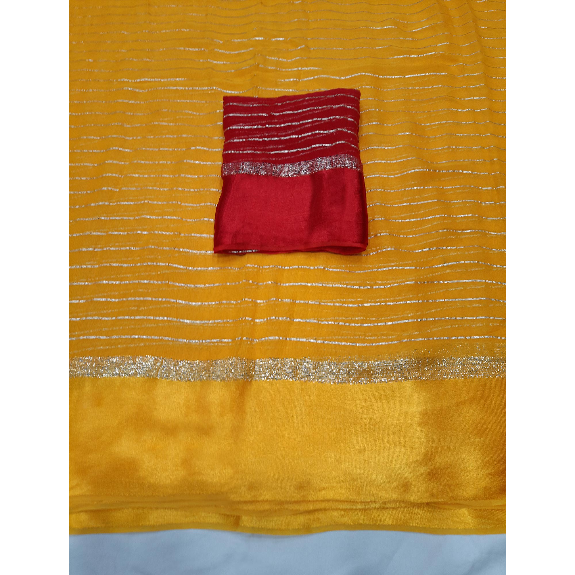 Yellow Woven Viscose Saree