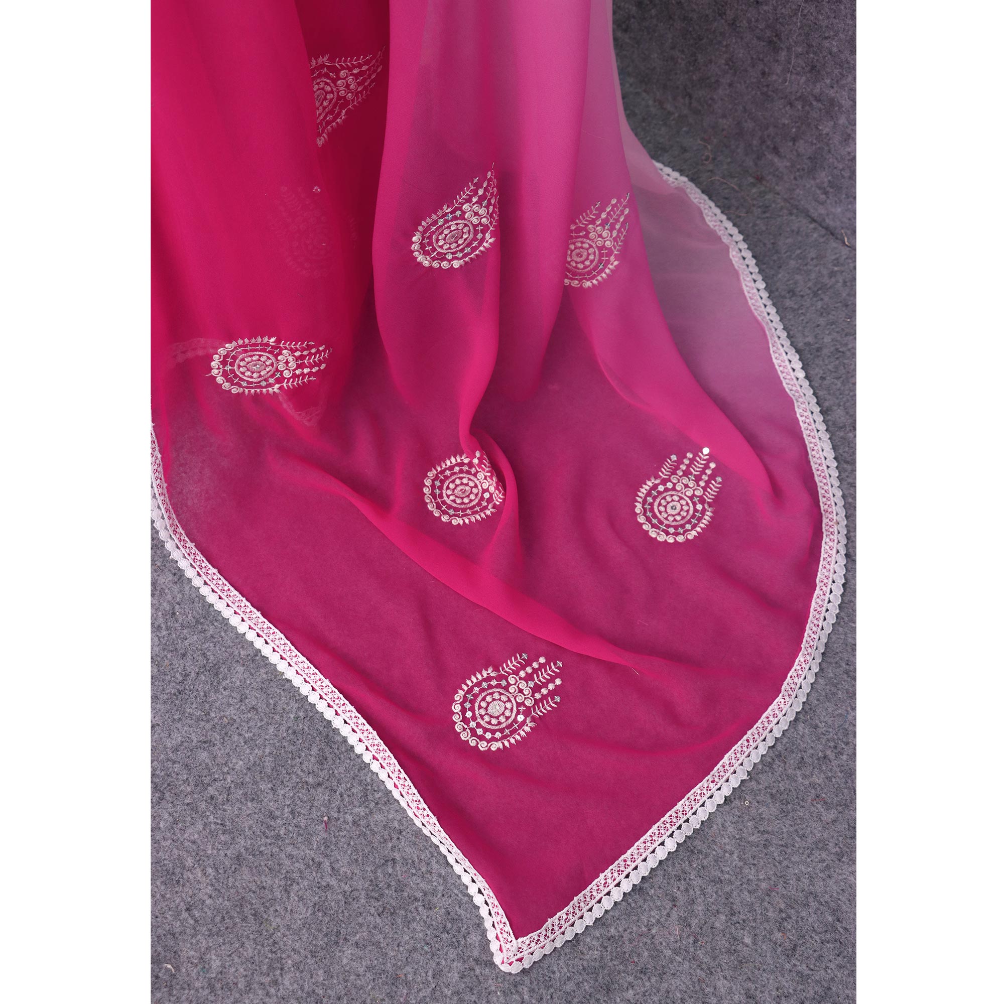 Pink Sequins Embroidered Georgette Saree