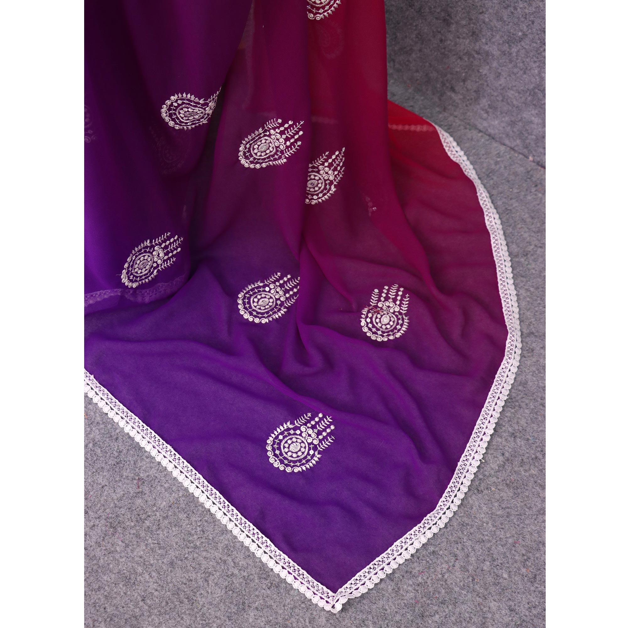 Pink & Purple Sequins Embroidered Georgette Saree