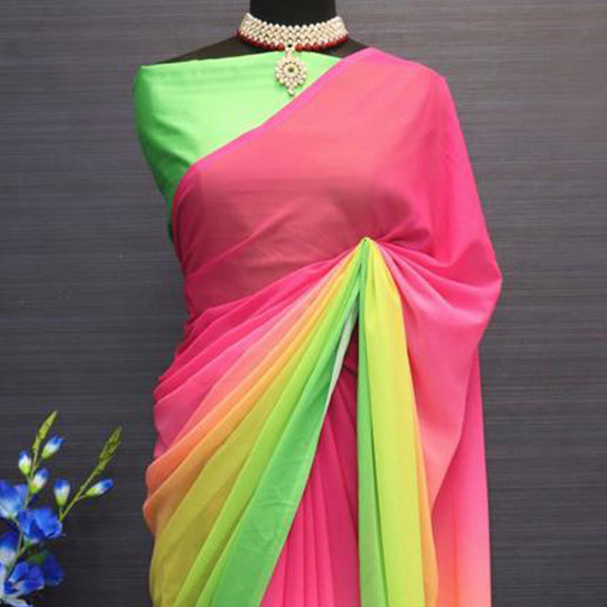 Multicolor Printed Georgette Saree