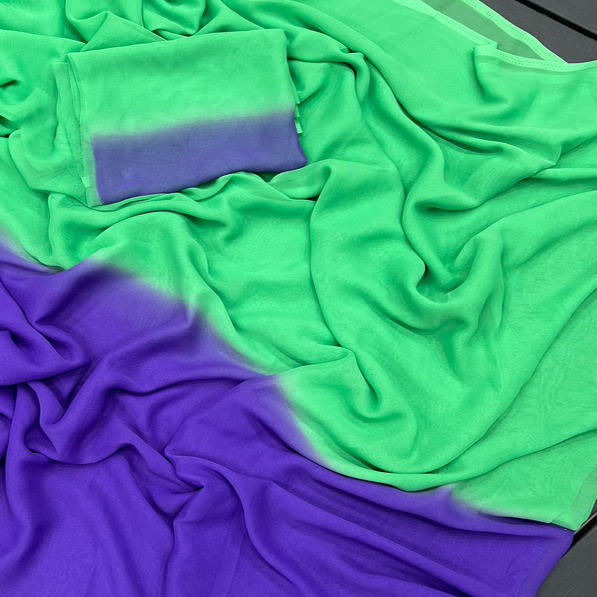 Sea Green Printed Georgette Saree