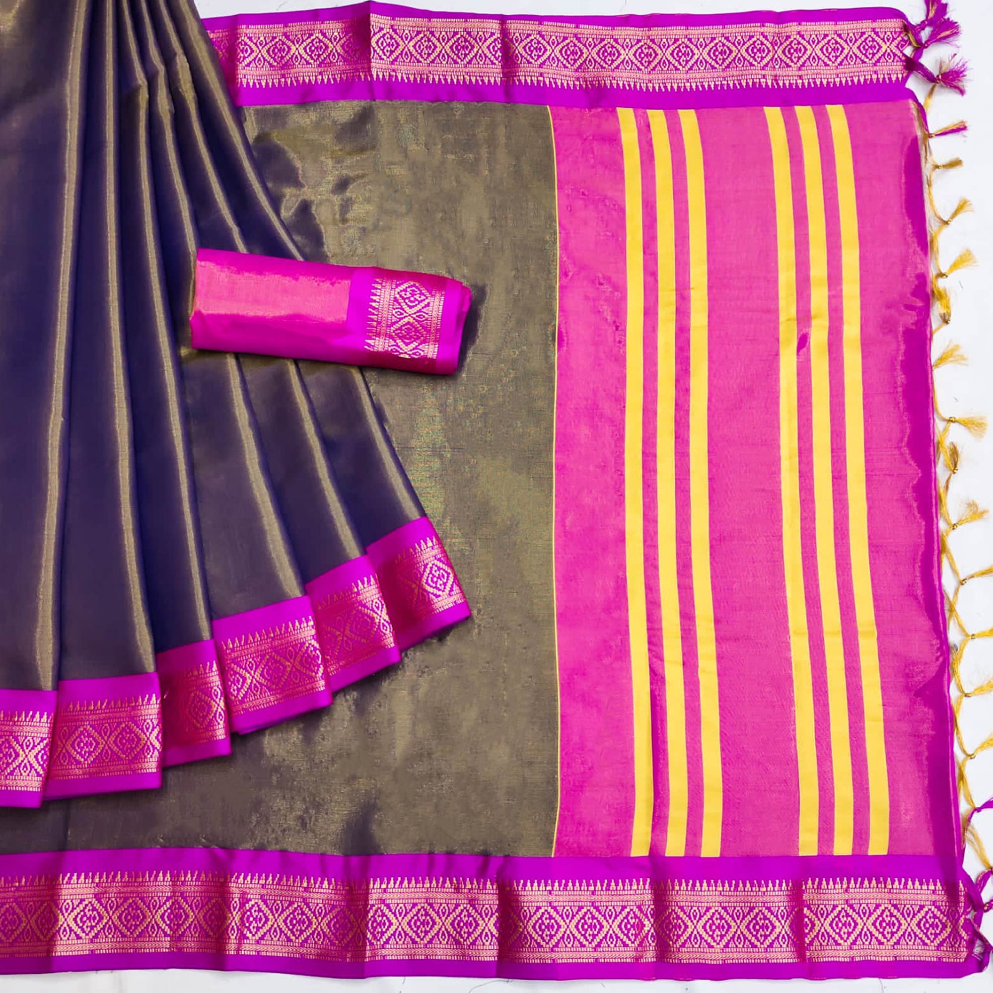 Brown Woven Cotton Silk Saree