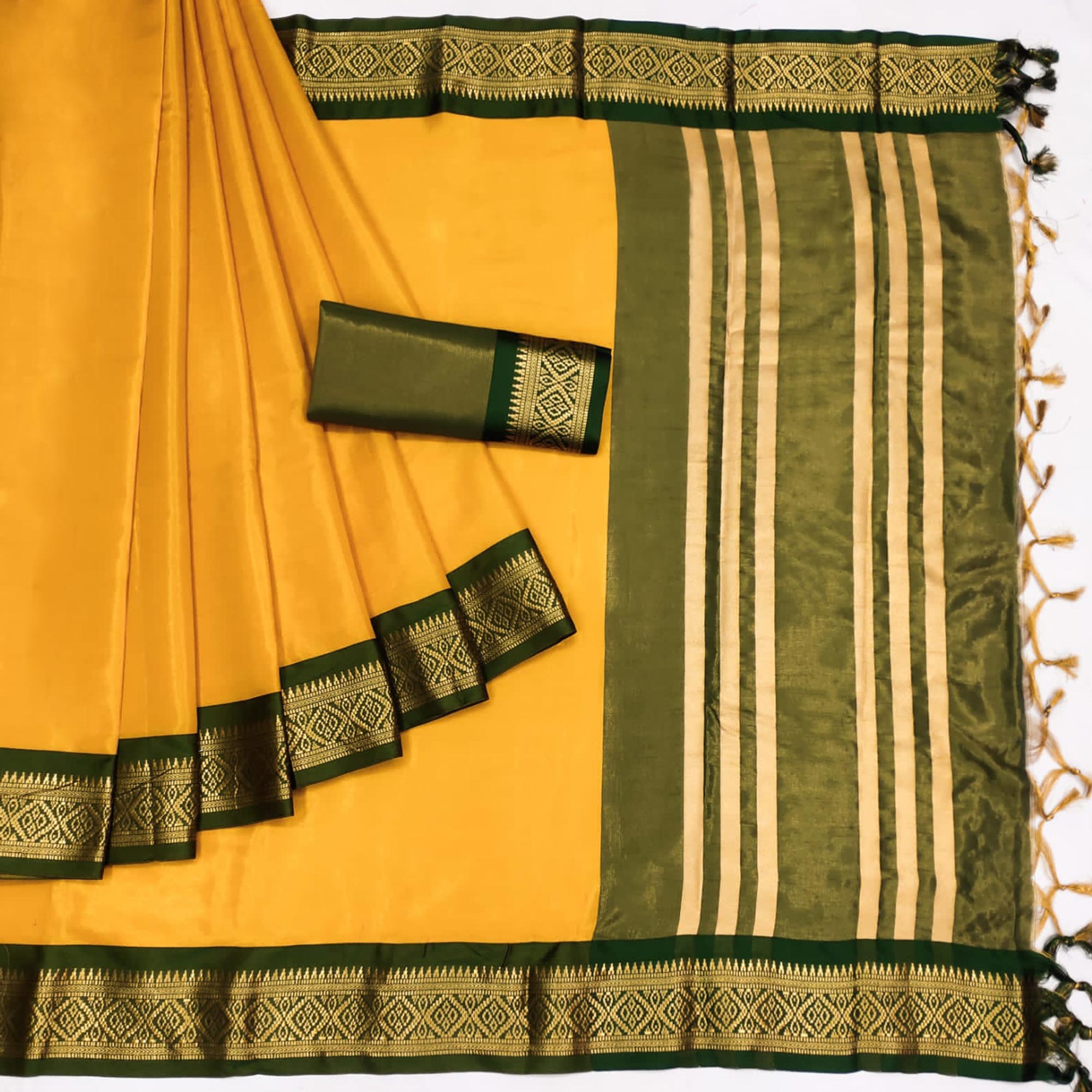 Mustard Woven Cotton Silk Saree