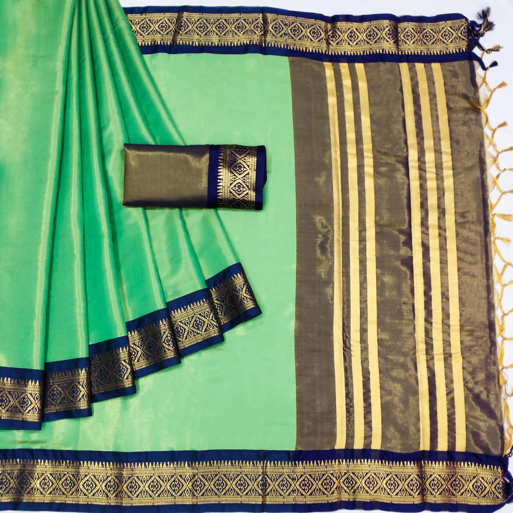 Green Woven Cotton Silk Saree
