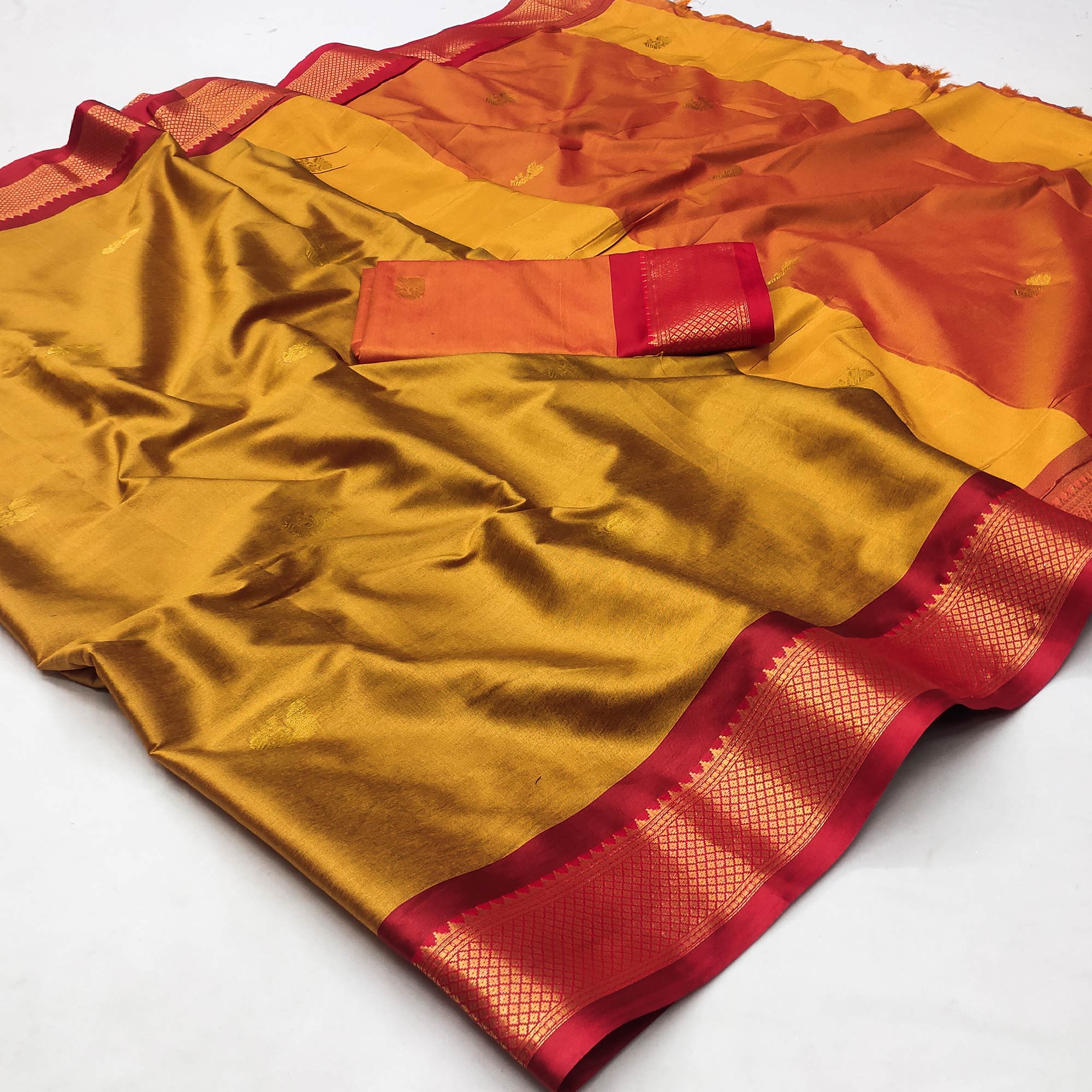 Gold Butti Work Woven Cotton Silk Saree