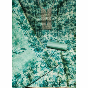 Blue Printed Cotton Silk Dress Material