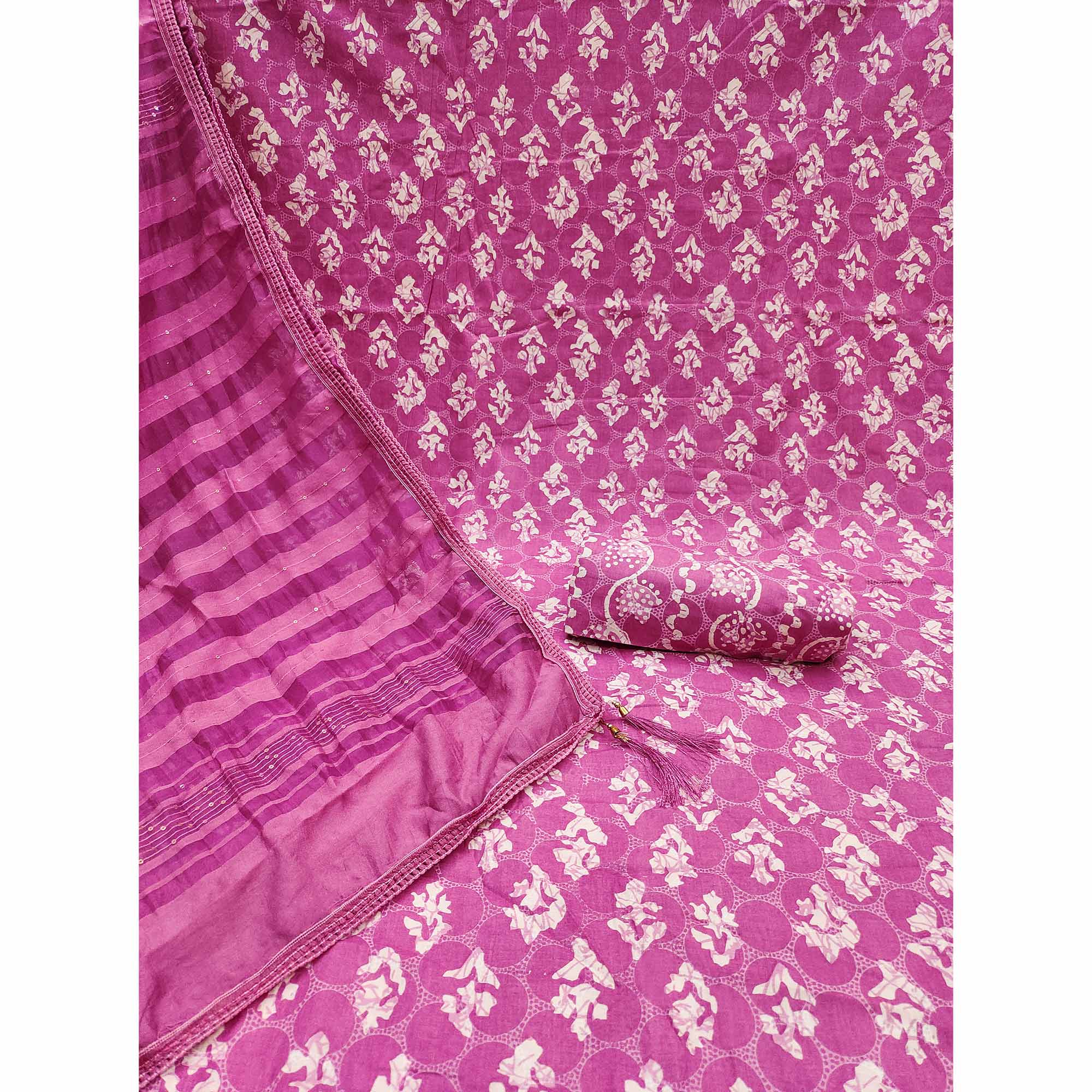 Pink Floral Printed Pure Cotton Dress Material