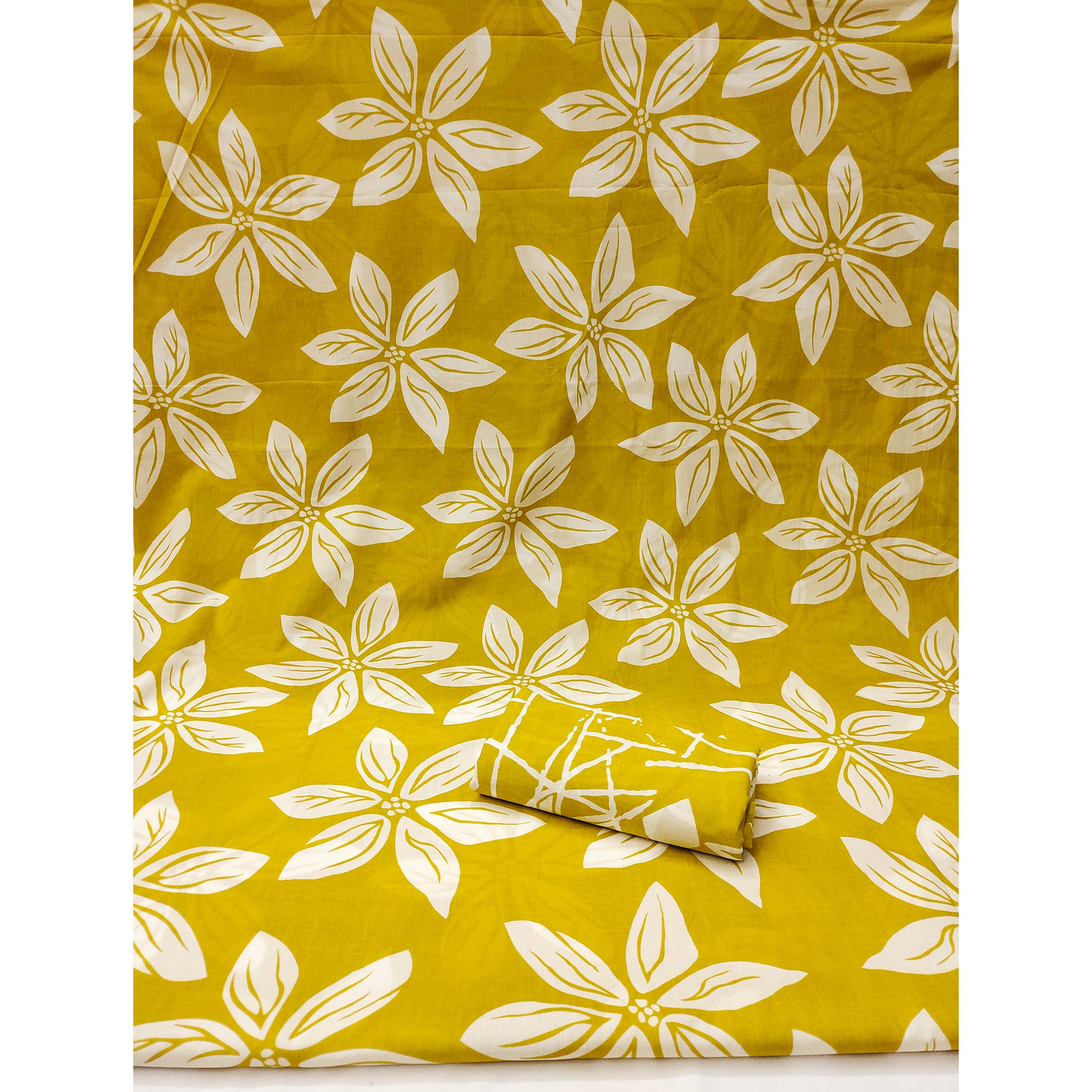 Mustard Floral Printed Pure Cotton Dress Material