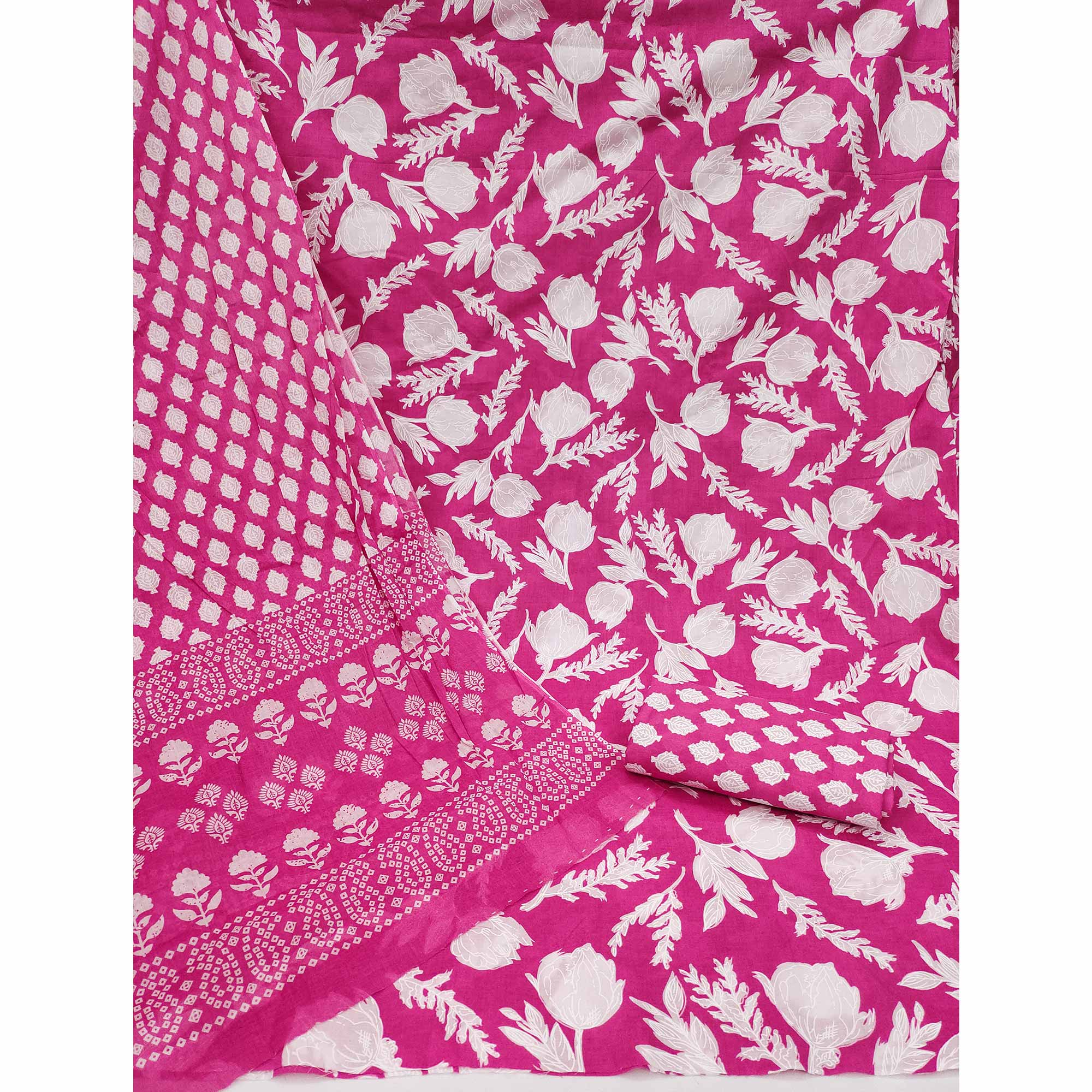 Pink Floral Printed Pure Cotton Dress Material