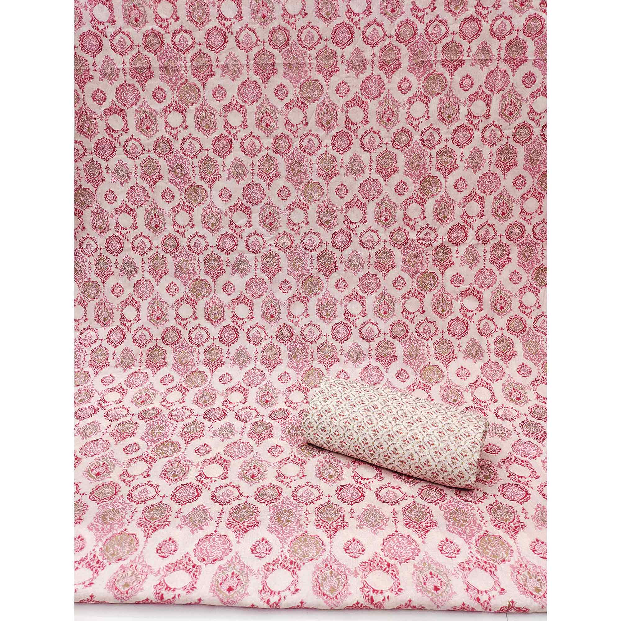 Pink Floral Woven Pure Cotton Dress Material