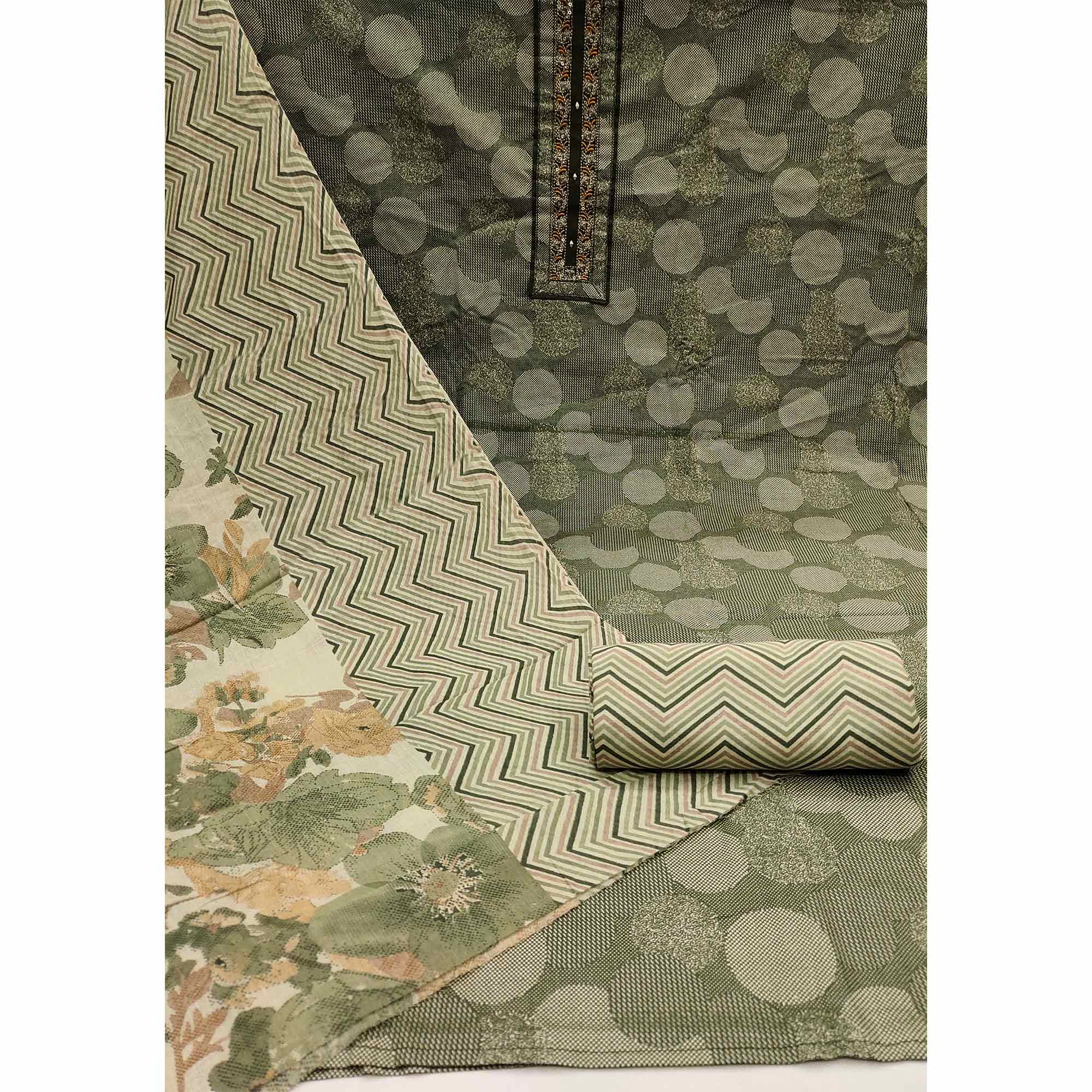 Green Printed Pure Cotton Dress Material