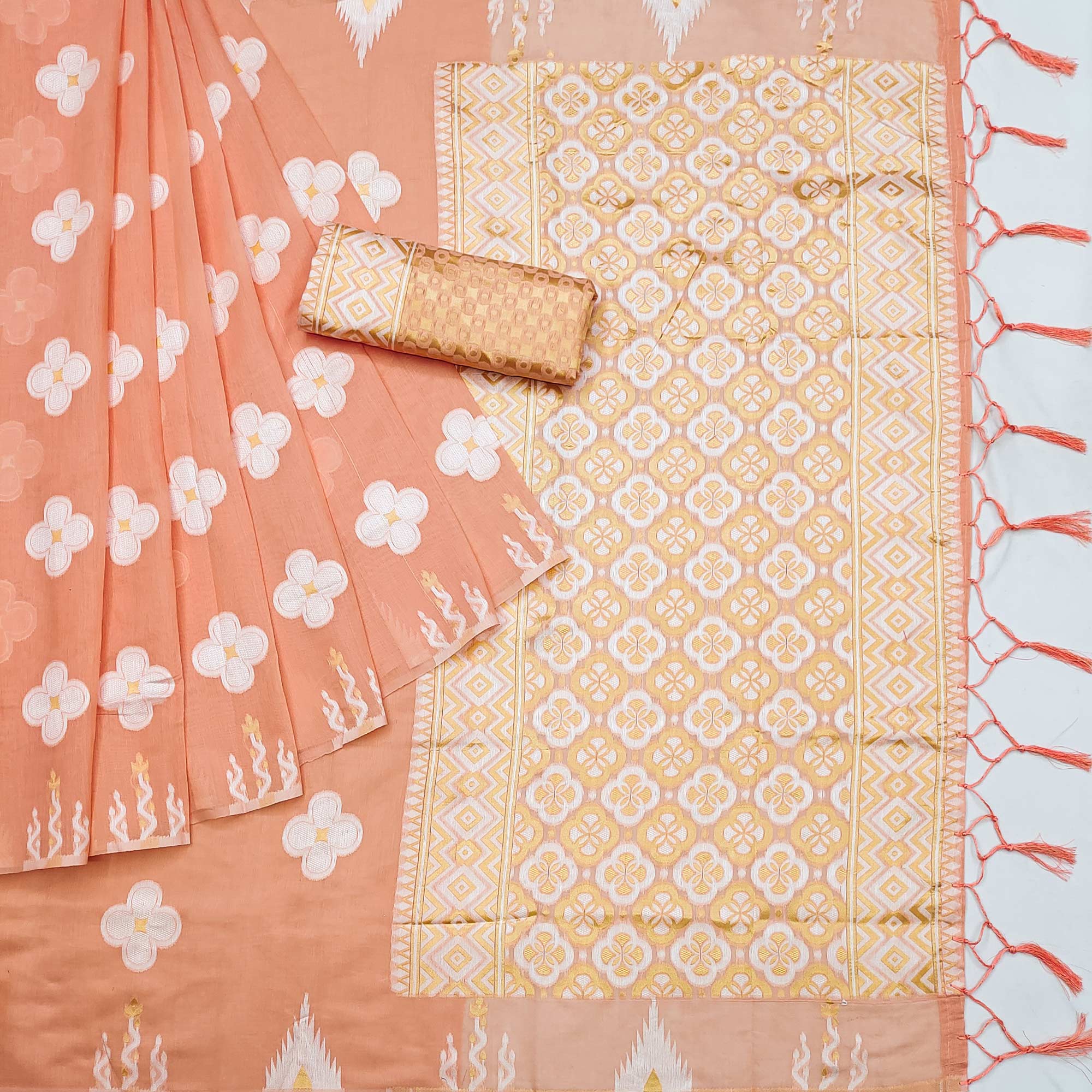 Orange Woven Modal Saree