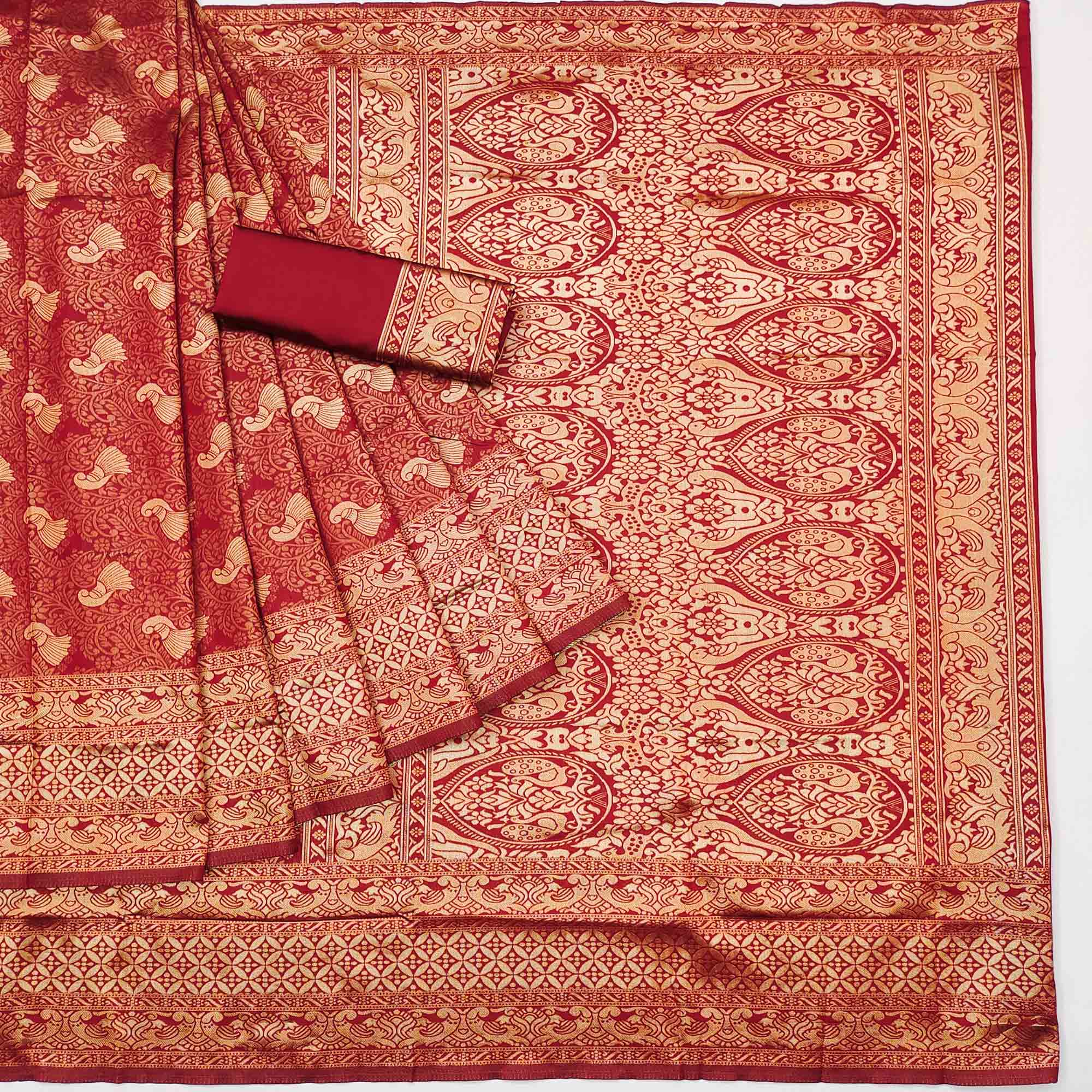 Red Woven Banarasi Silk Saree