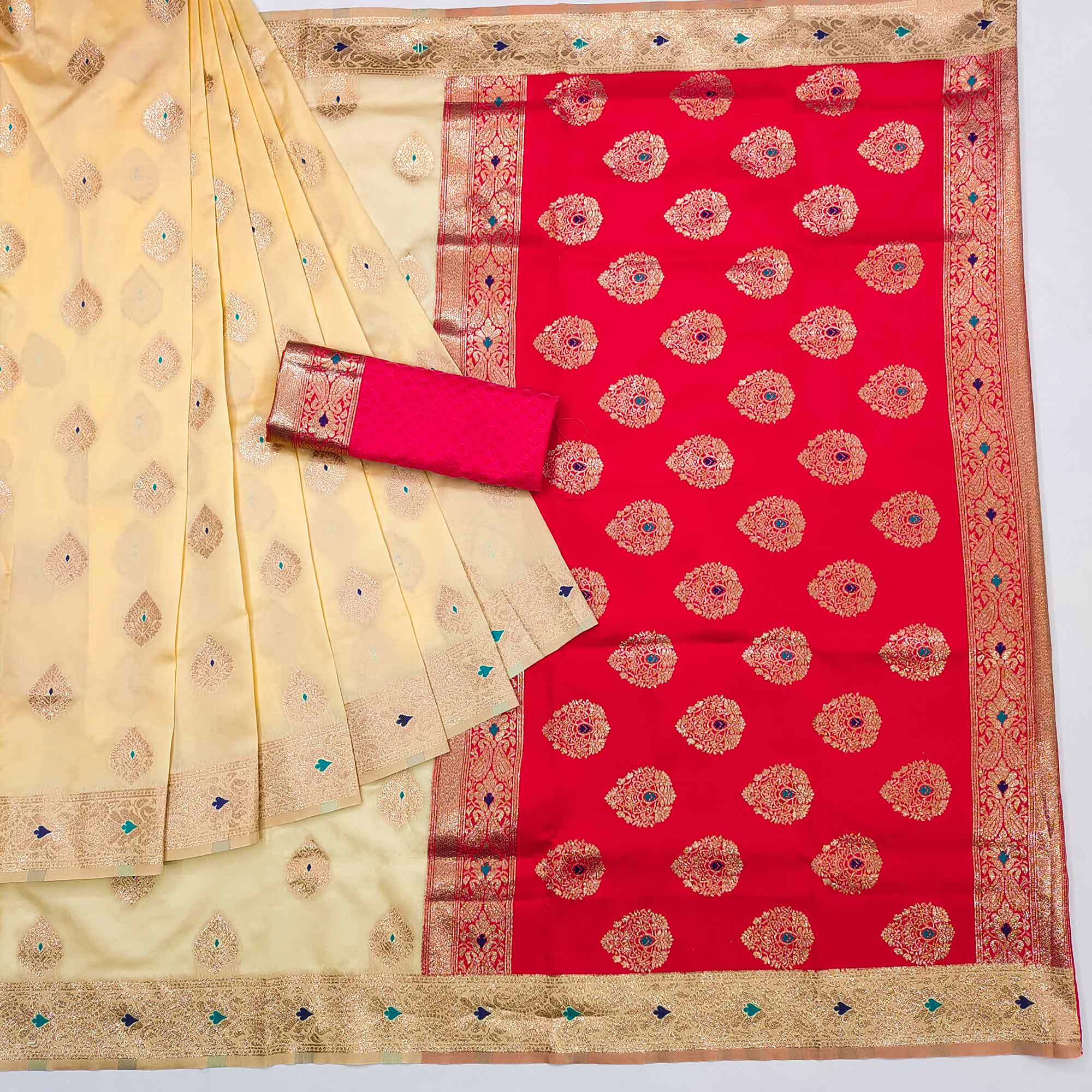 Red Woven Cotton Silk Saree