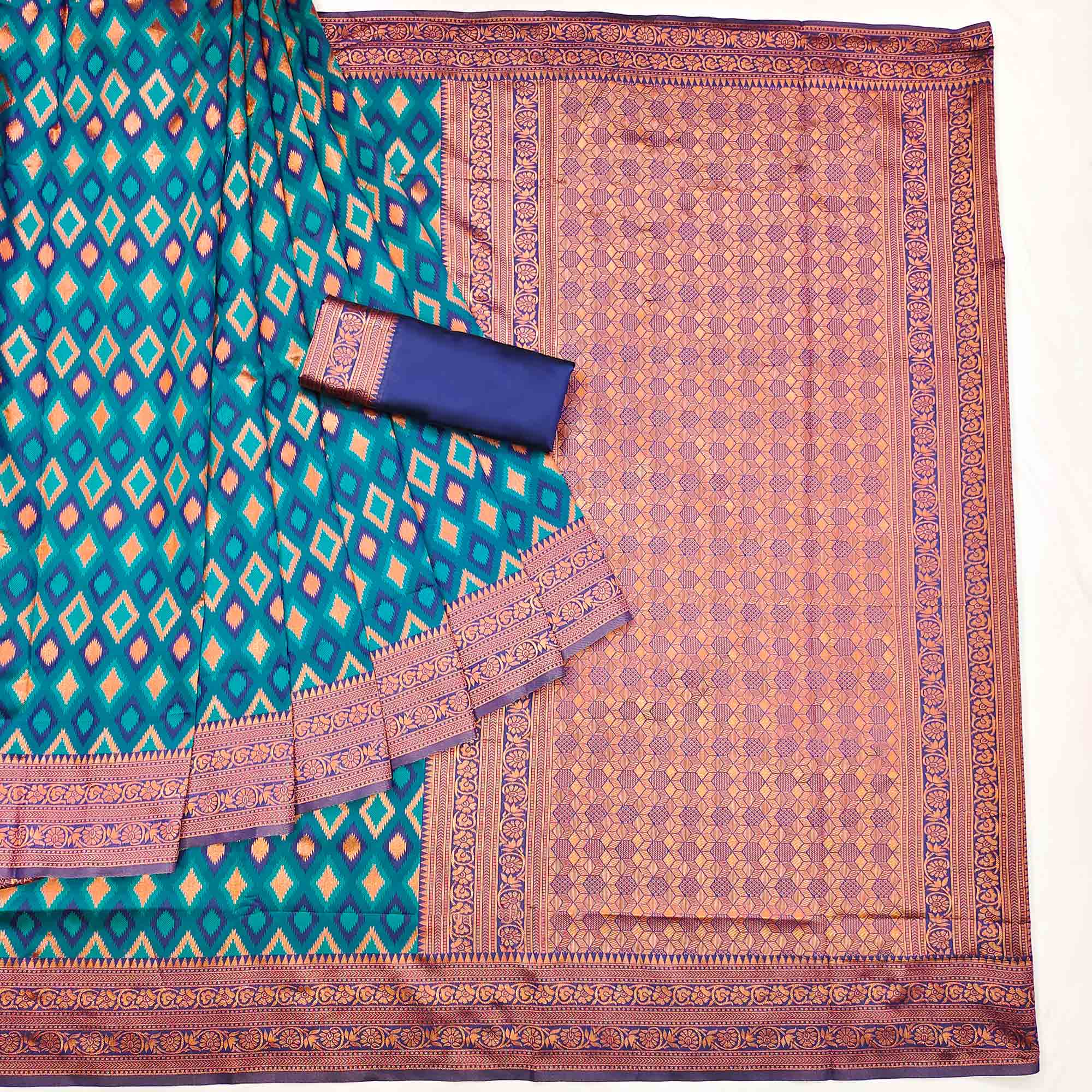 Blue Woven Cotton Silk Saree