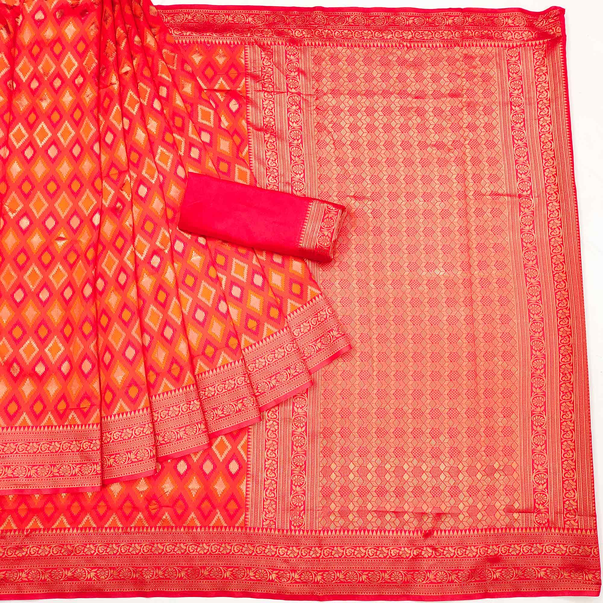 Red Woven Cotton Silk Saree