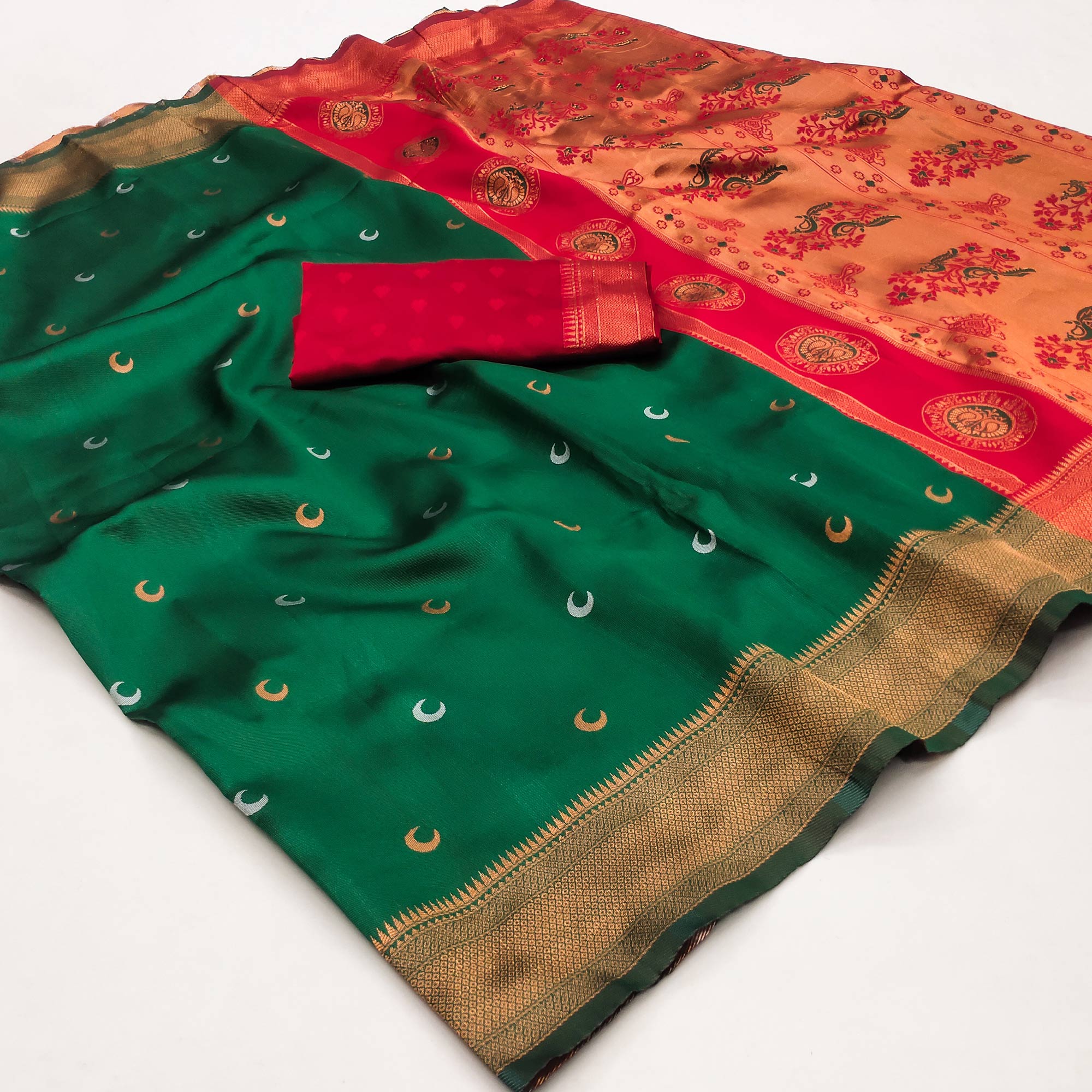 Green Zari Weaving Cotton Silk Jacquard Saree