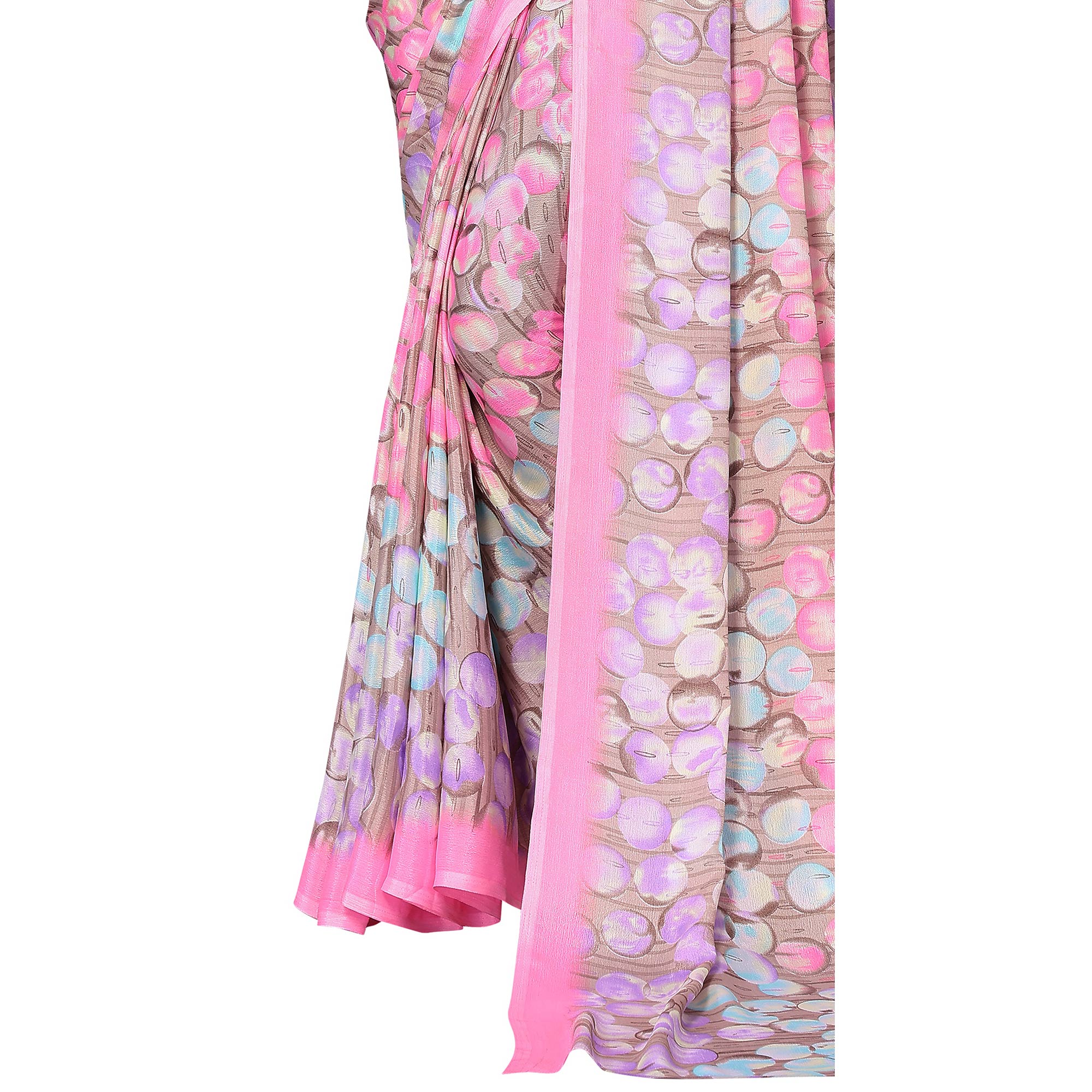 Pink Geometric Printed Vichitra Silk Saree