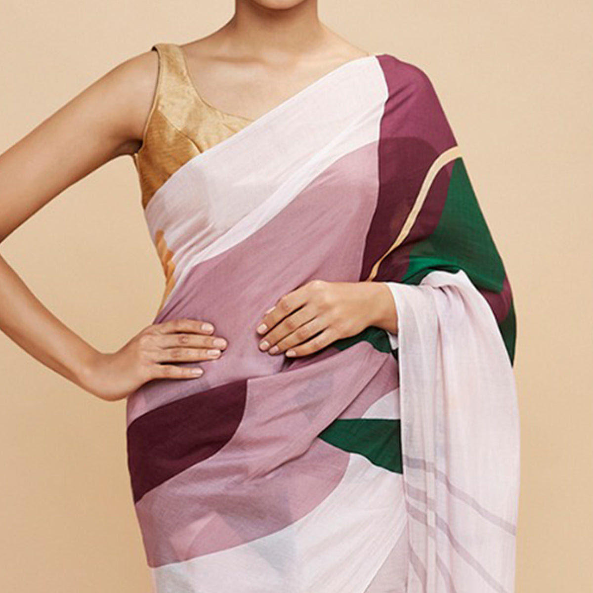 Light Pink Digital Printed Chinon Saree