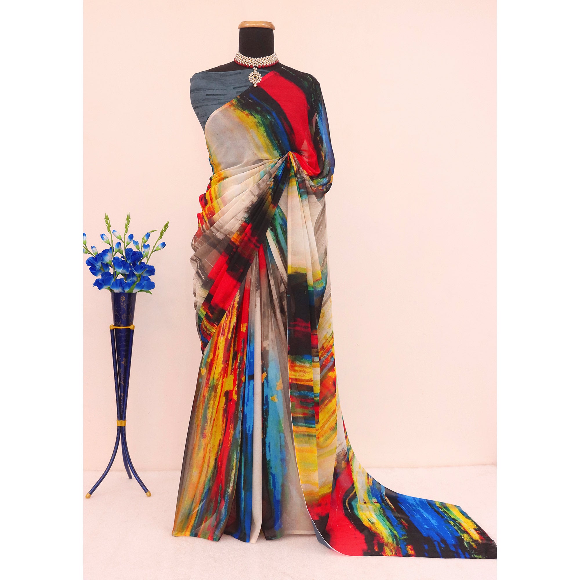 Multicolor Digital Printed Georgette Saree