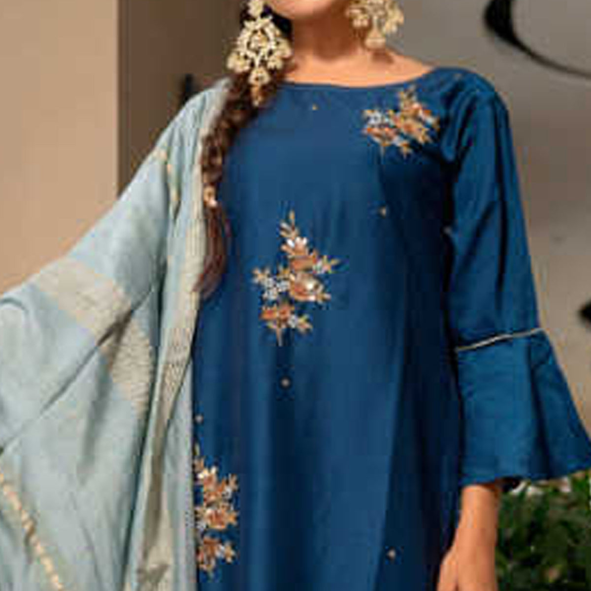 Blue Handwork Chiffon Suit