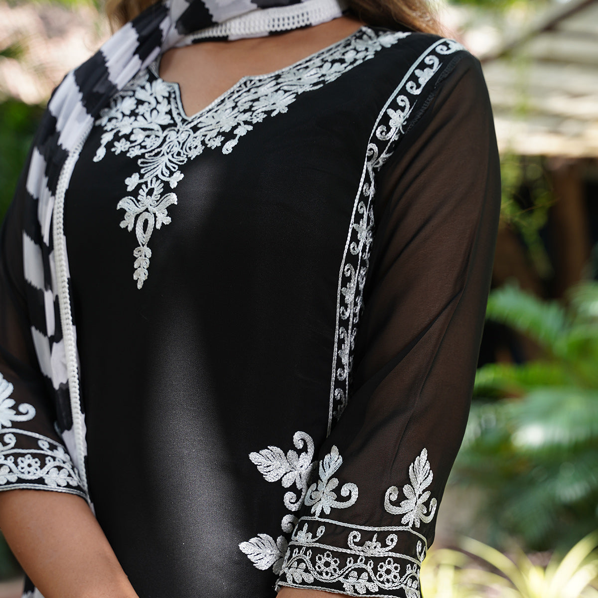 Black Lucknowi Embroidered Georgette Salwar Suit