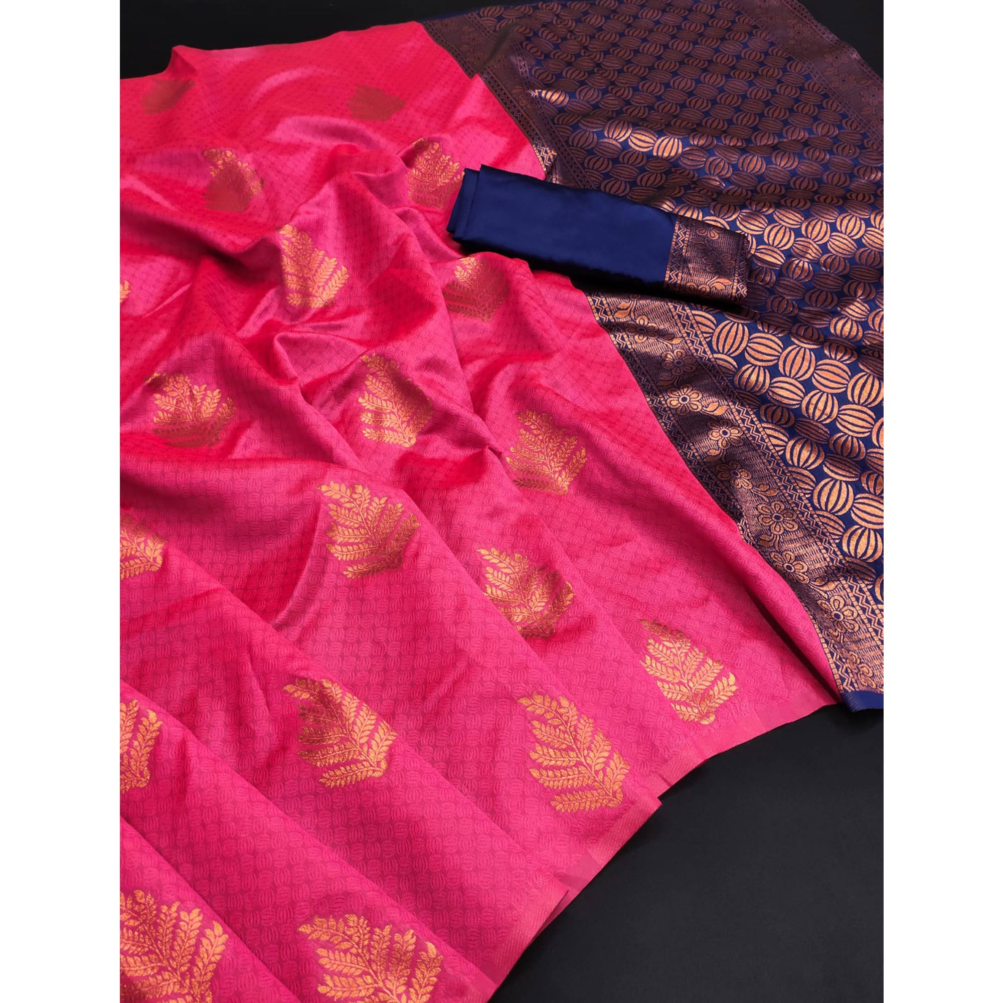 Pink Woven Banarasi Silk Saree