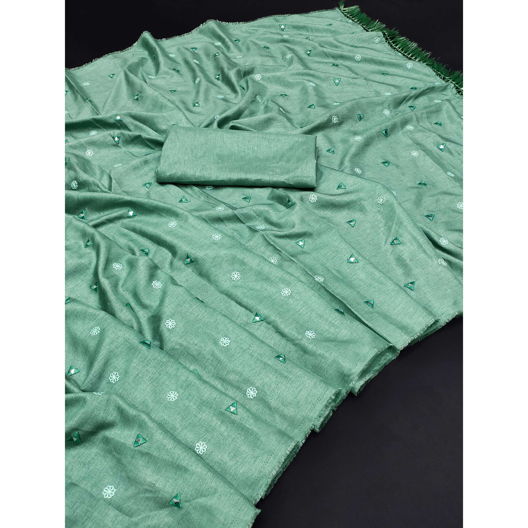 Green Embroidered Manipuri Silk Saree