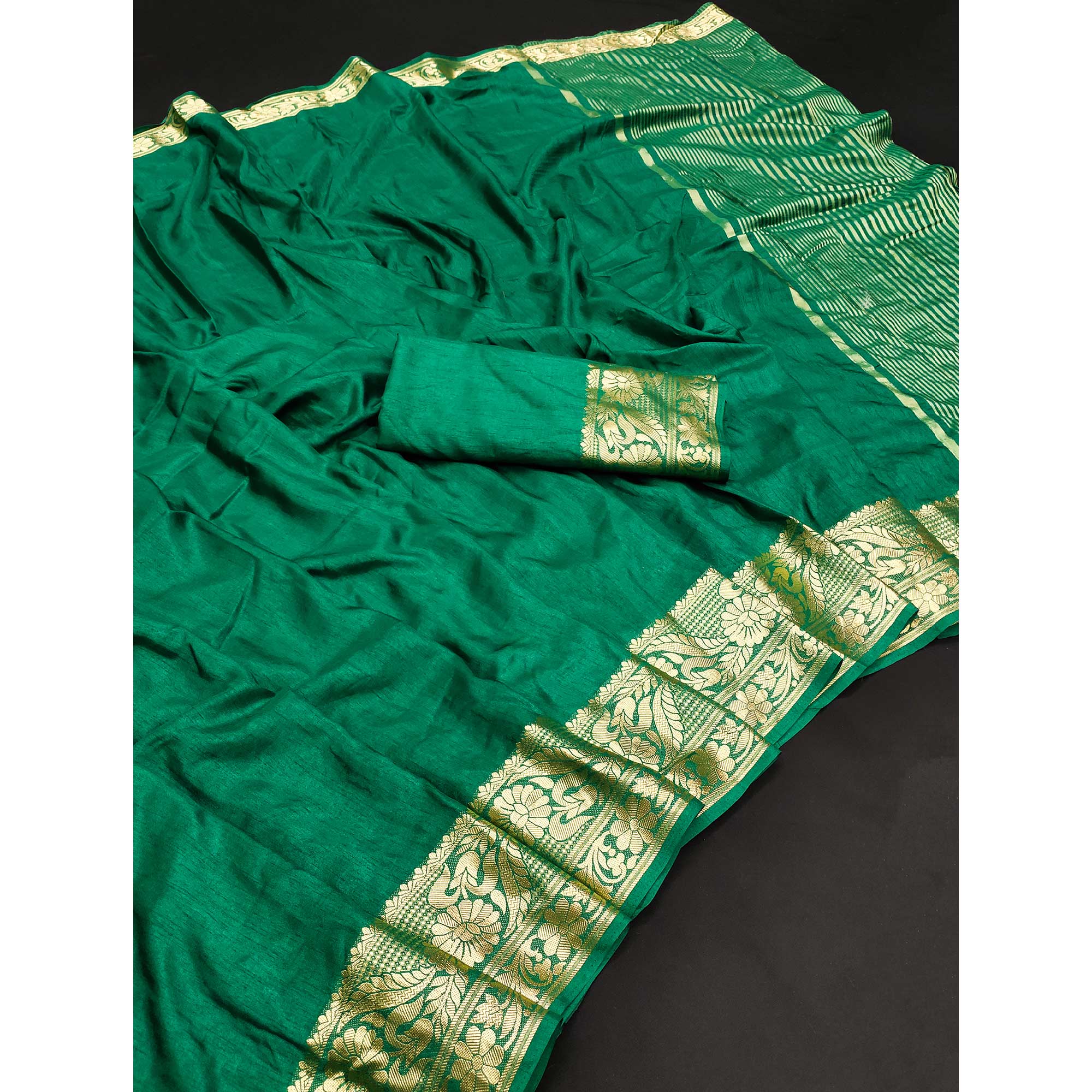 Green Woven Art Silk Saree