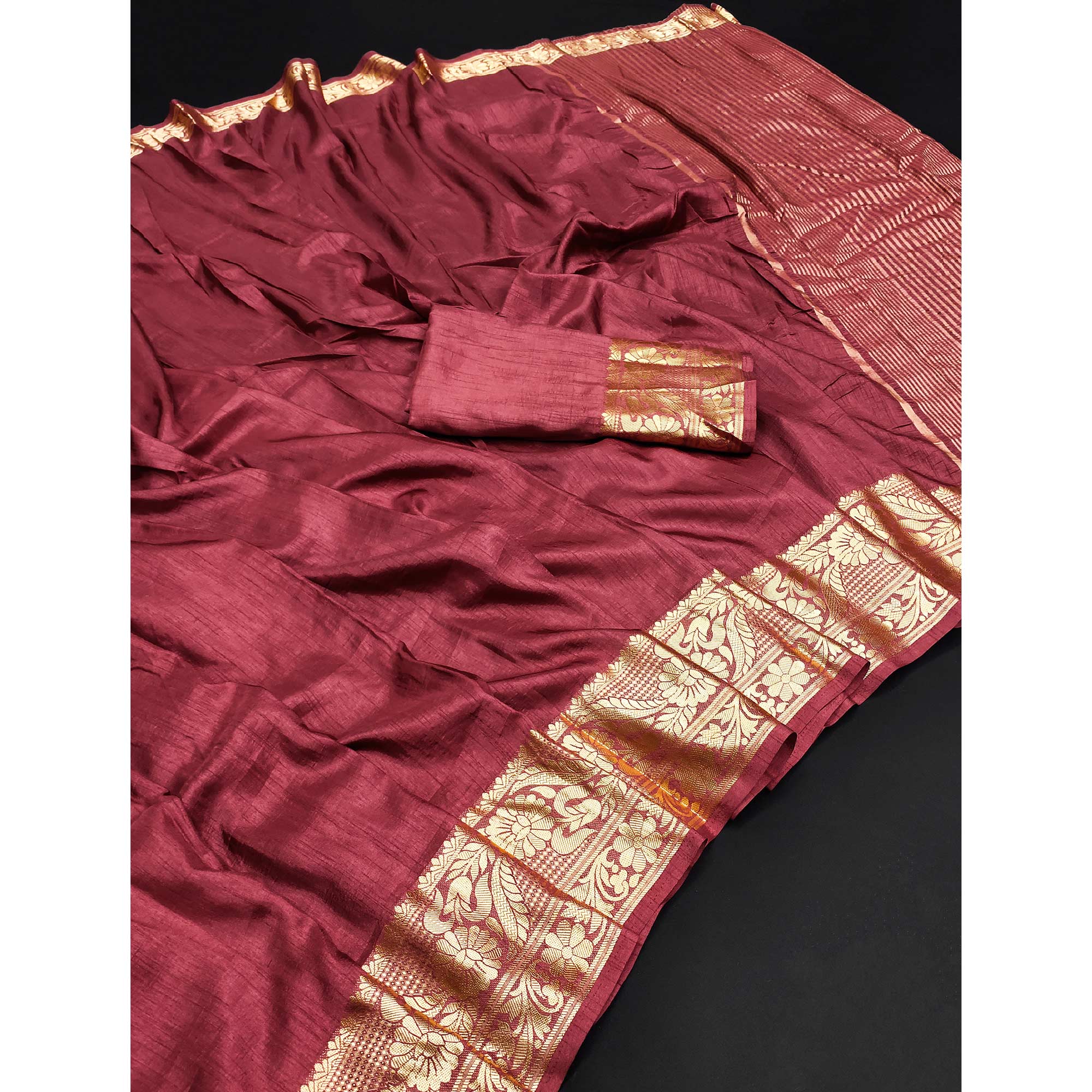 Maroon Woven Art Silk Saree