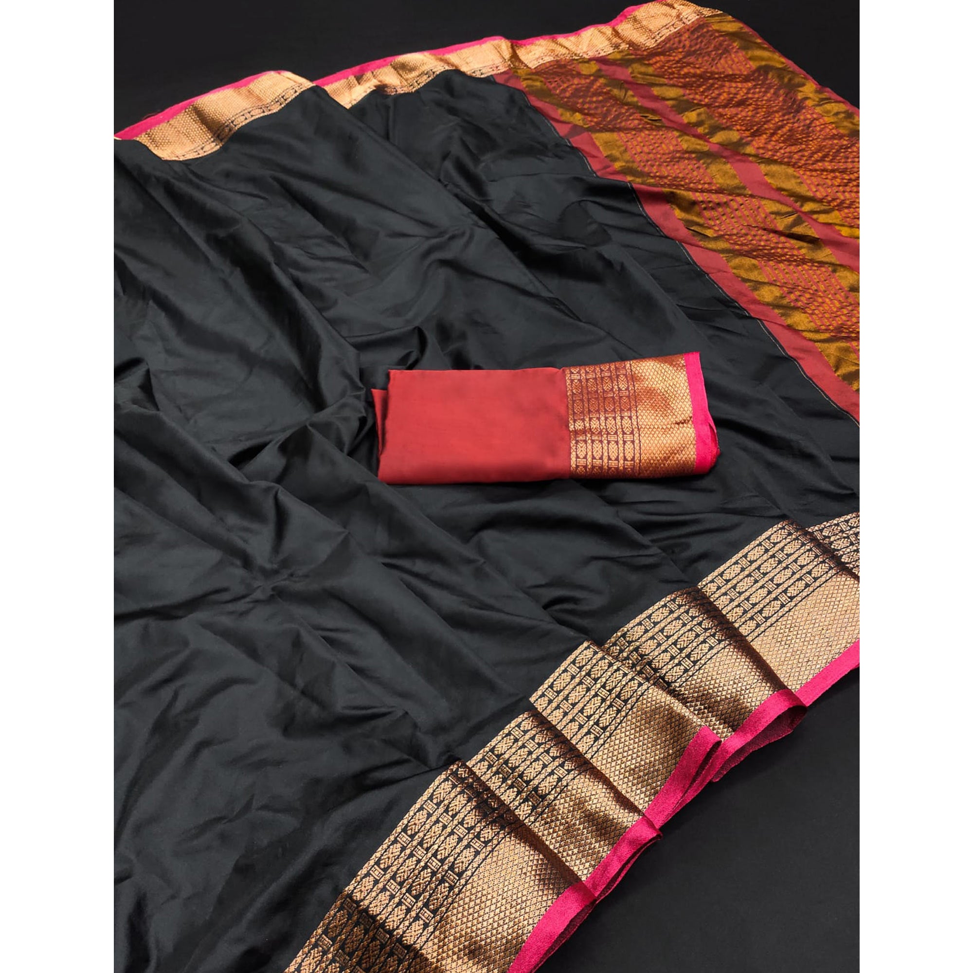 Black Woven Art Silk Saree