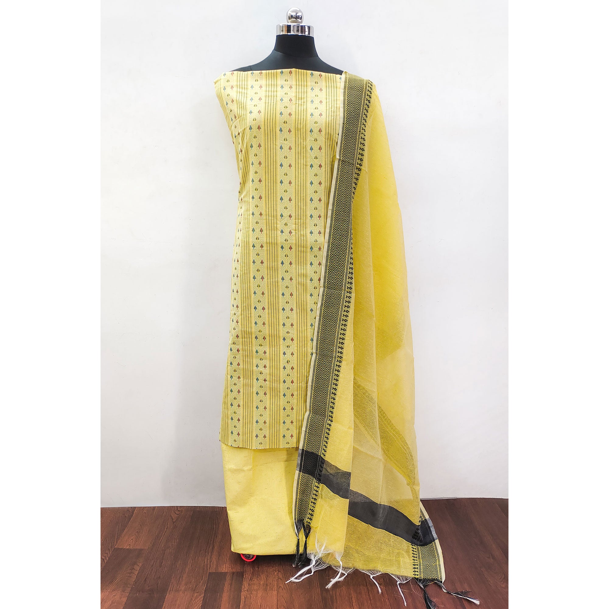 Yellow Woven Pure Cotton Dress Material