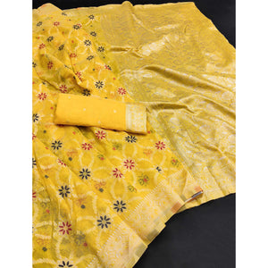 Rich Yellow Saree in Banarasi Silk with Heritage Floral Zari Design