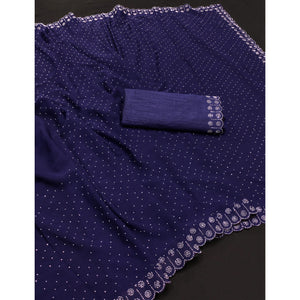 Chiffon Saree in Blue with Sparkling Stone Work Finish