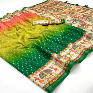 Multicolor Maheshwari Cotton Silk Saree with Heritage Bandhani Design