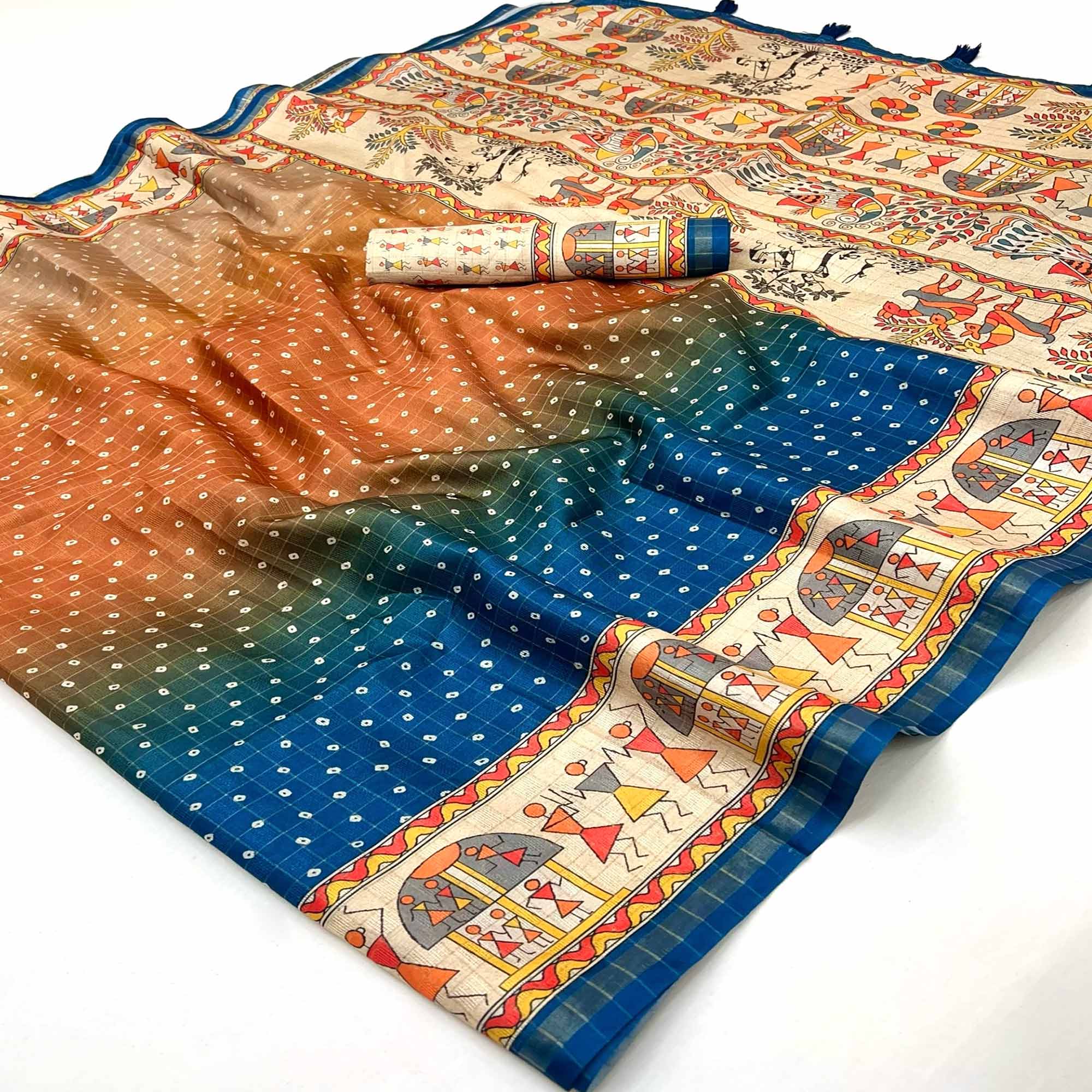 Multicolor Bandhani Print Style Maheshwari Cotton Silk Saree for Festive Styling