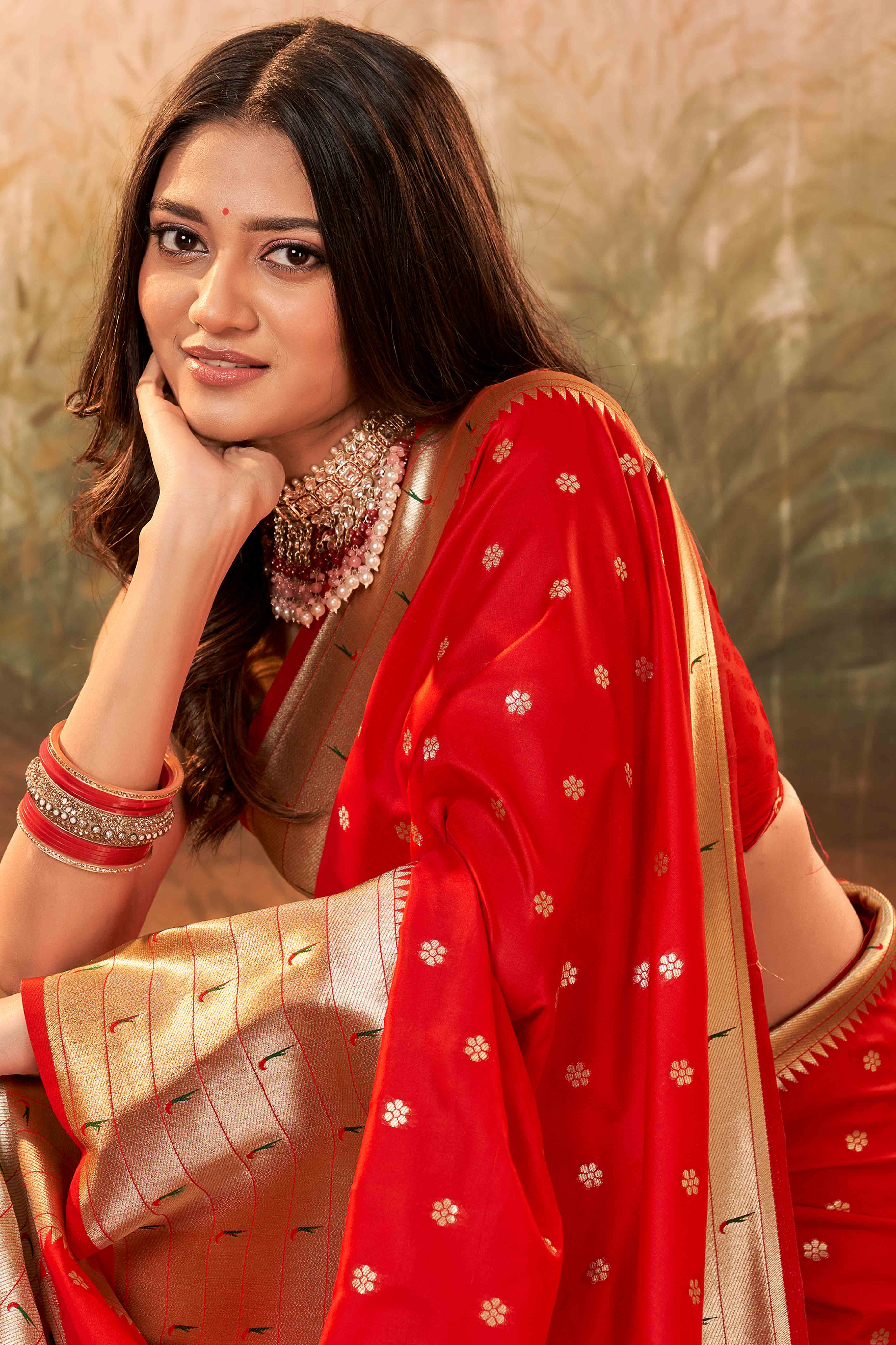 Red Zari Weaving Pure Silk Paithani Saree