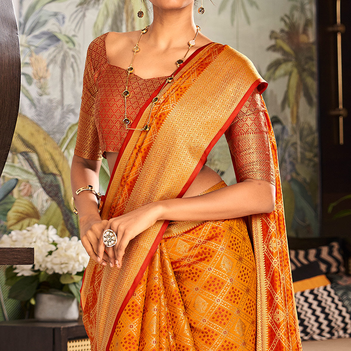 Yellow Woven Patola Pure Silk Saree