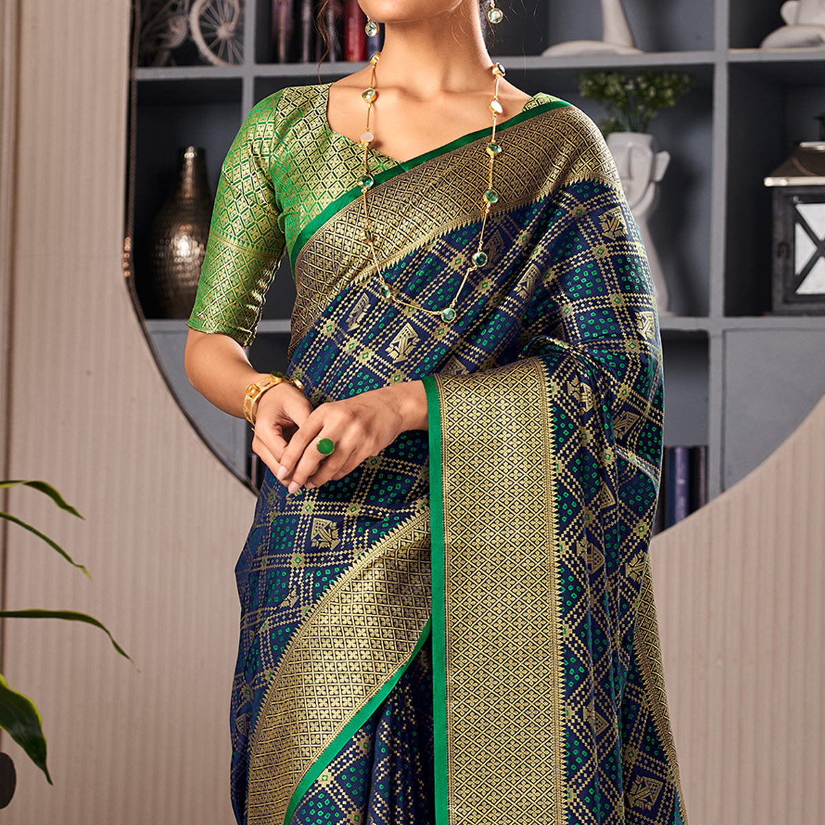 Blue Woven Patola Pure Silk Saree