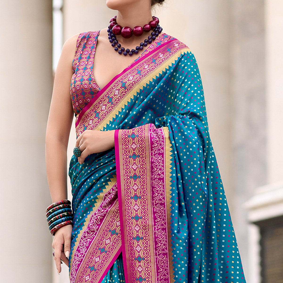 Teal Zari Woven Banarasi Silk Saree