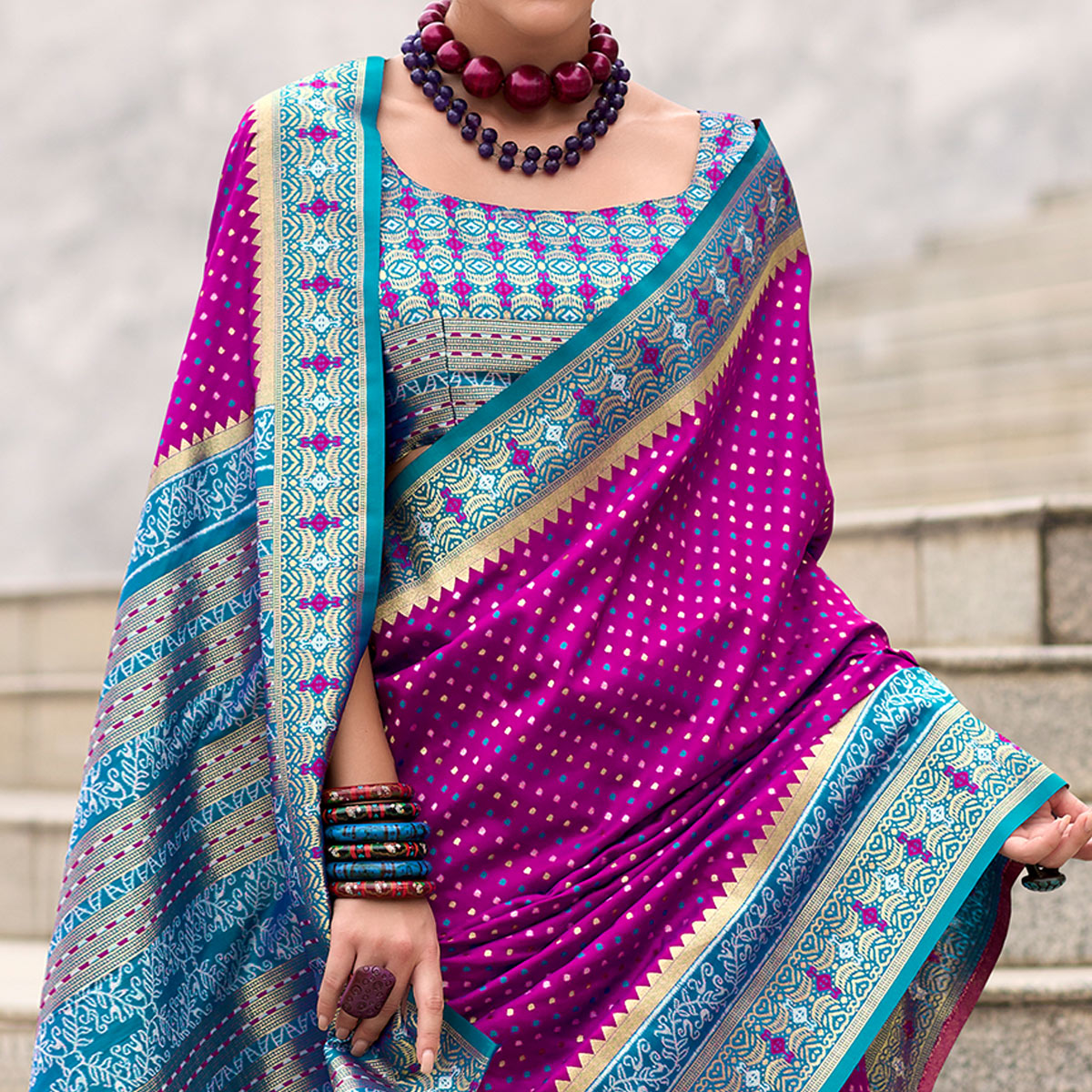 Purple Zari Woven Banarasi Silk Saree