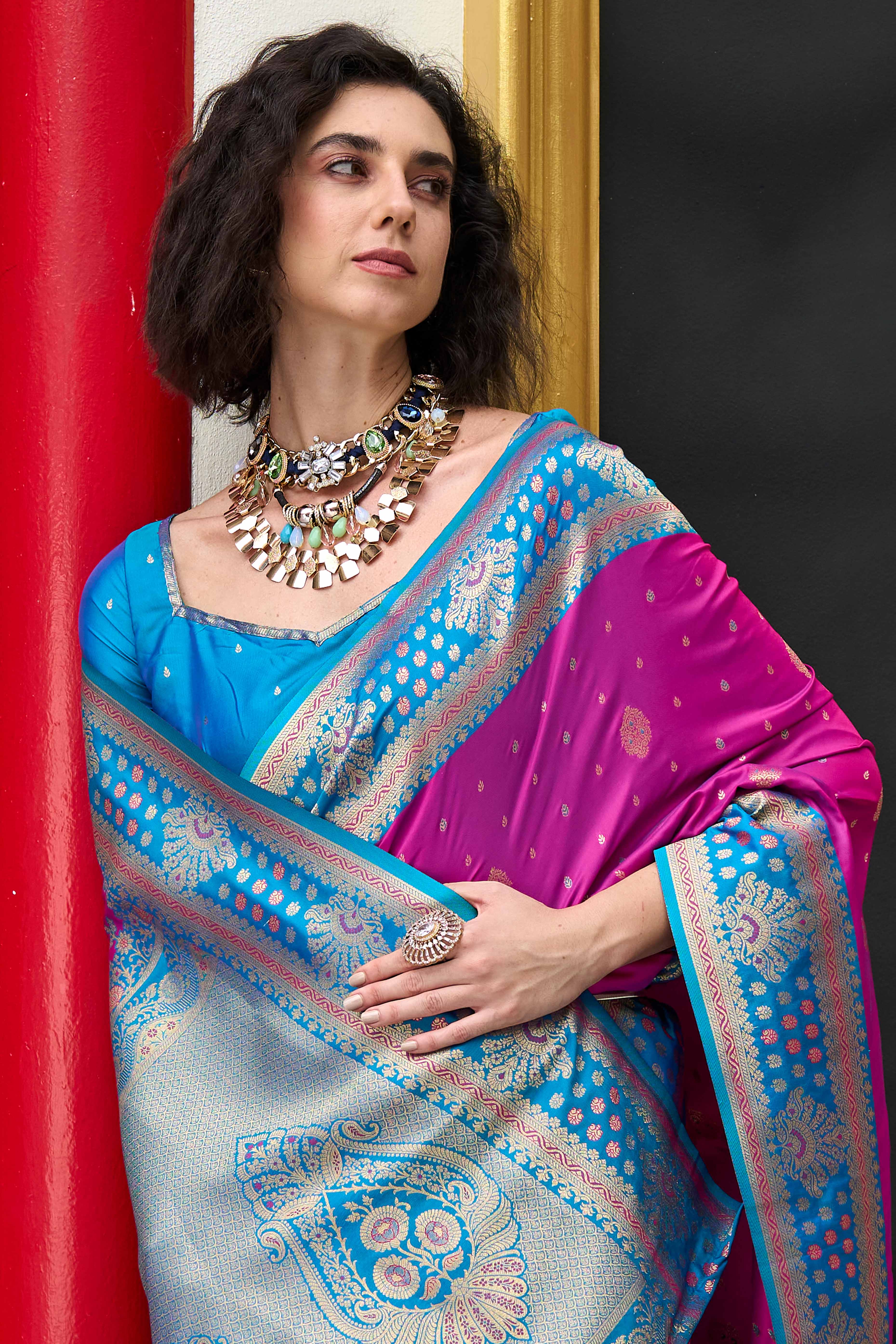 Pure Soft Banarasi Silk Saree in Magenta Hue with Timeless Zari Butti Patterns
