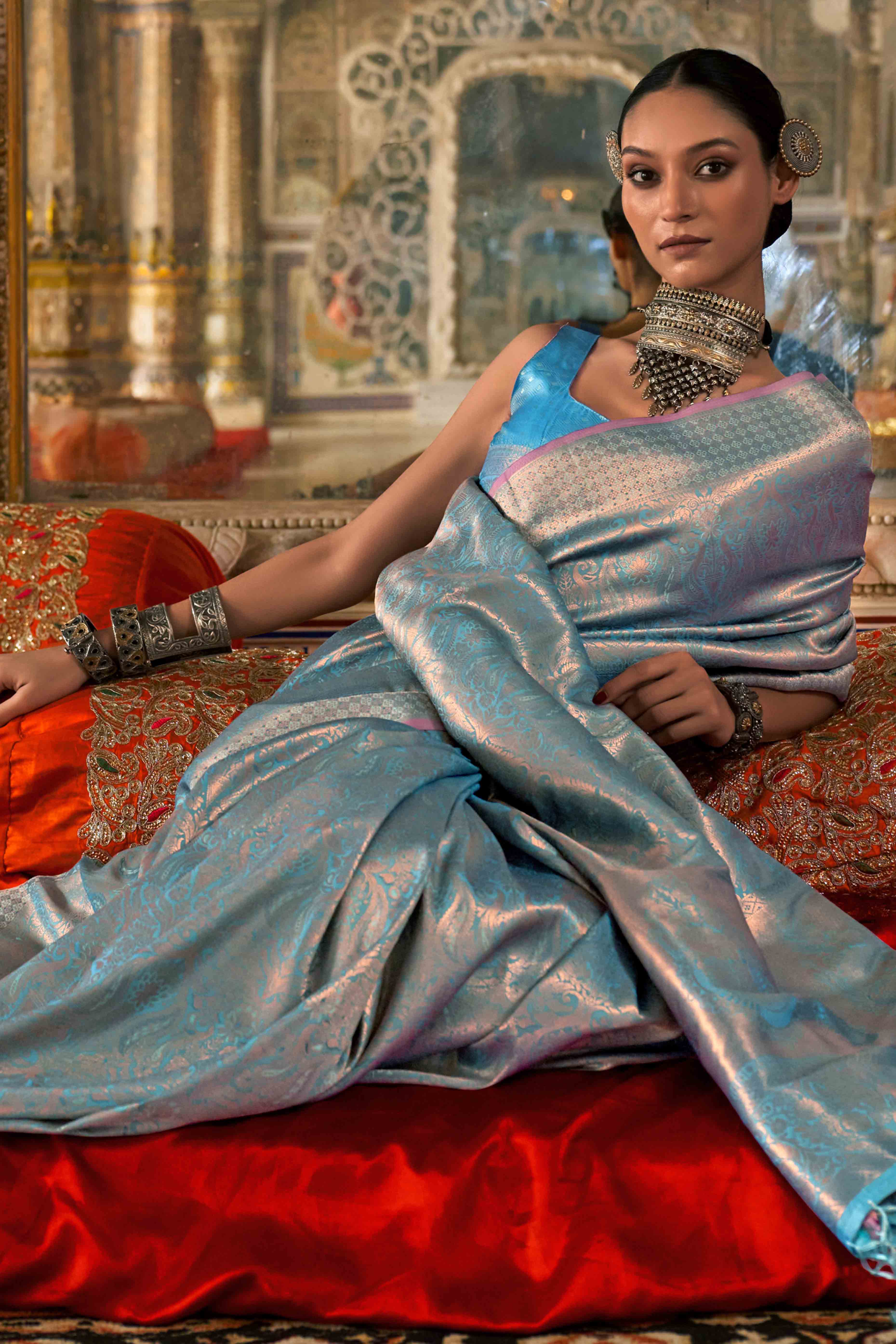 Blue Pure Look Banarasi Saree with Classic Zari Brocade Weaving