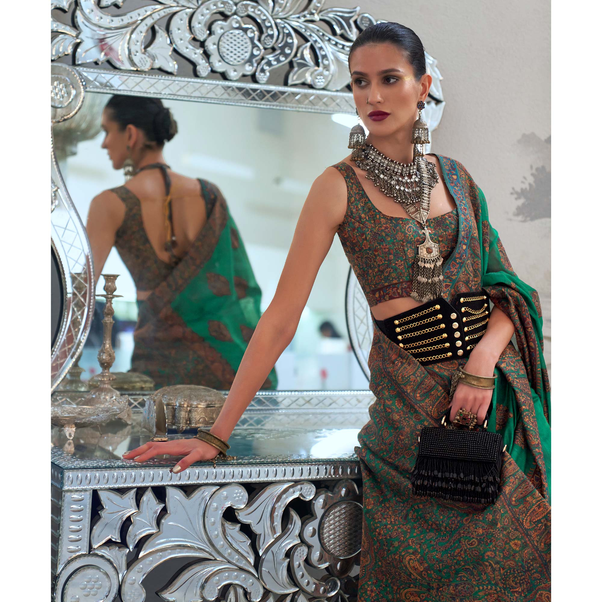 Green Woven Chanderi Silk Saree