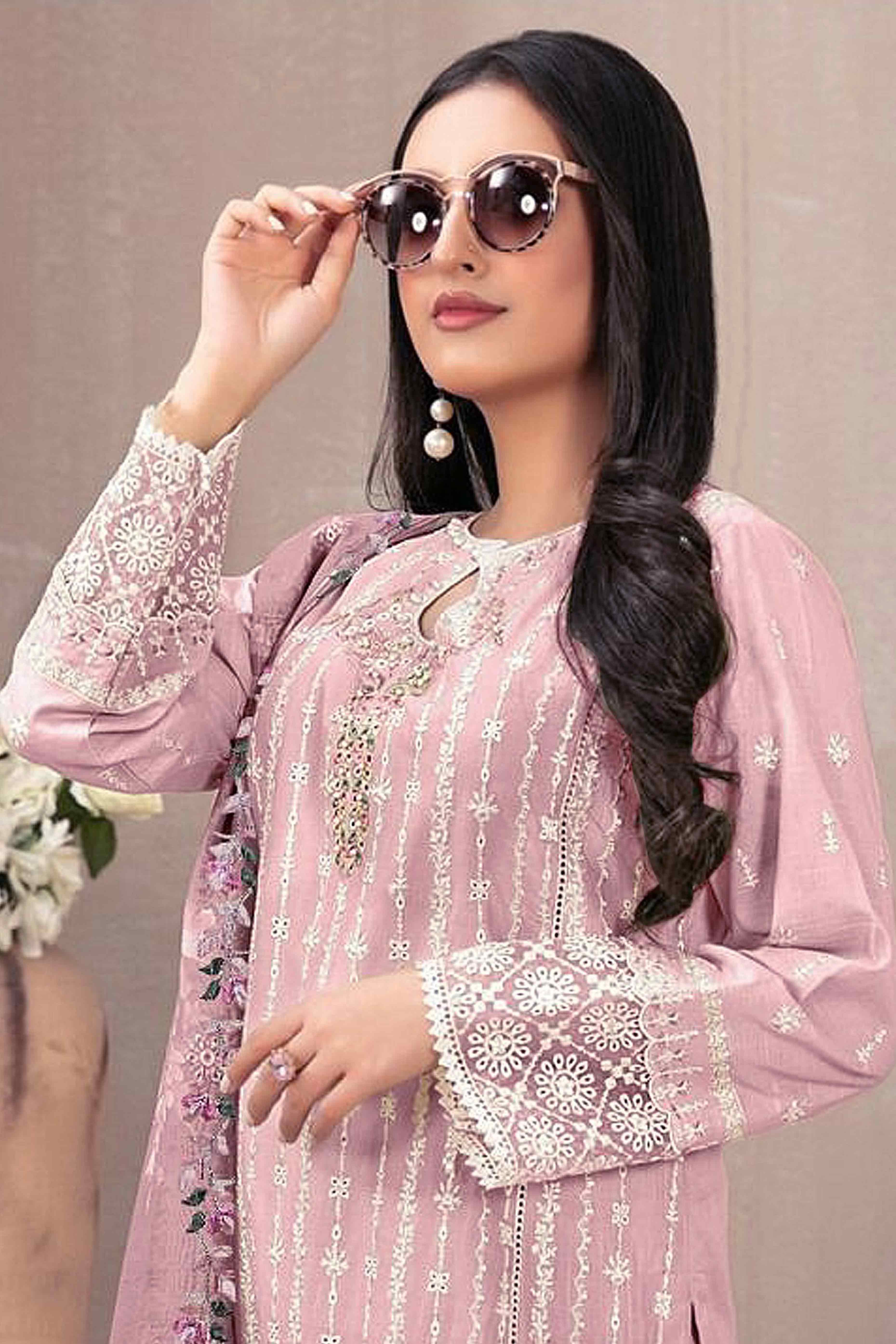 Light Pink Floral Embroidered Georgette Semi Stitched Pakistani Suit