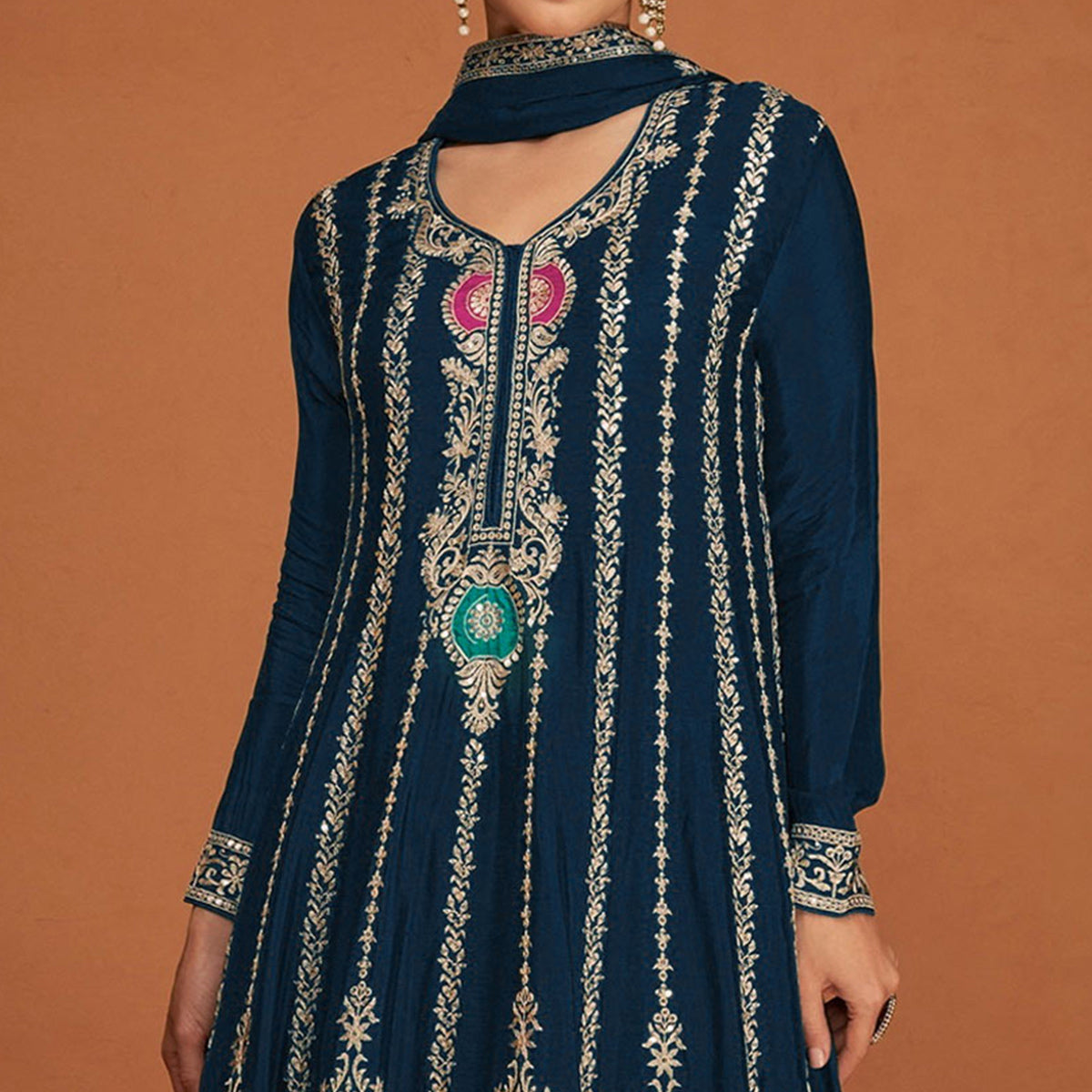 Morpich Floral Sequins Embroidered Georgette Sharara Suit